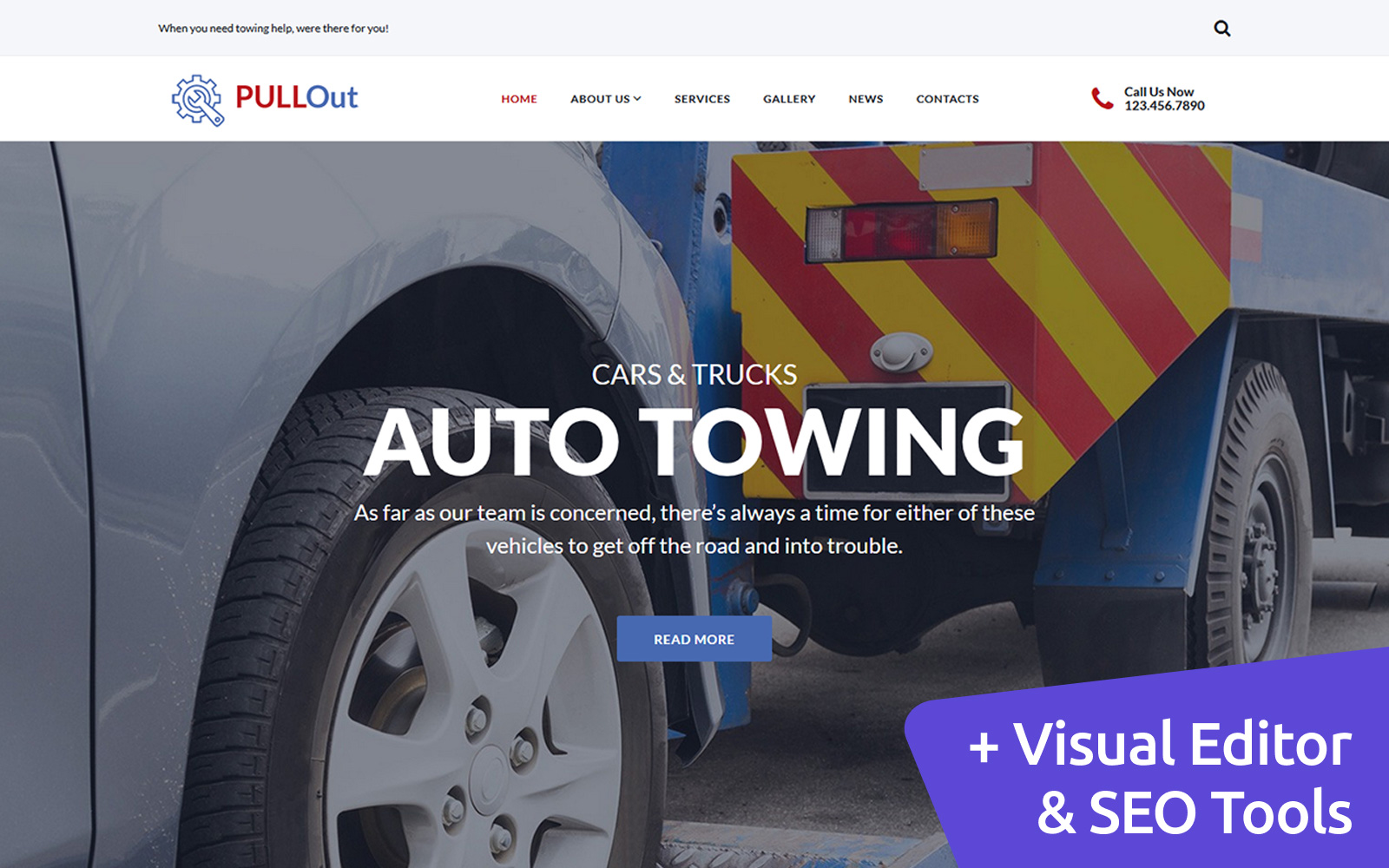 PullOut - Auto Towing Moto CMS 3 Template
