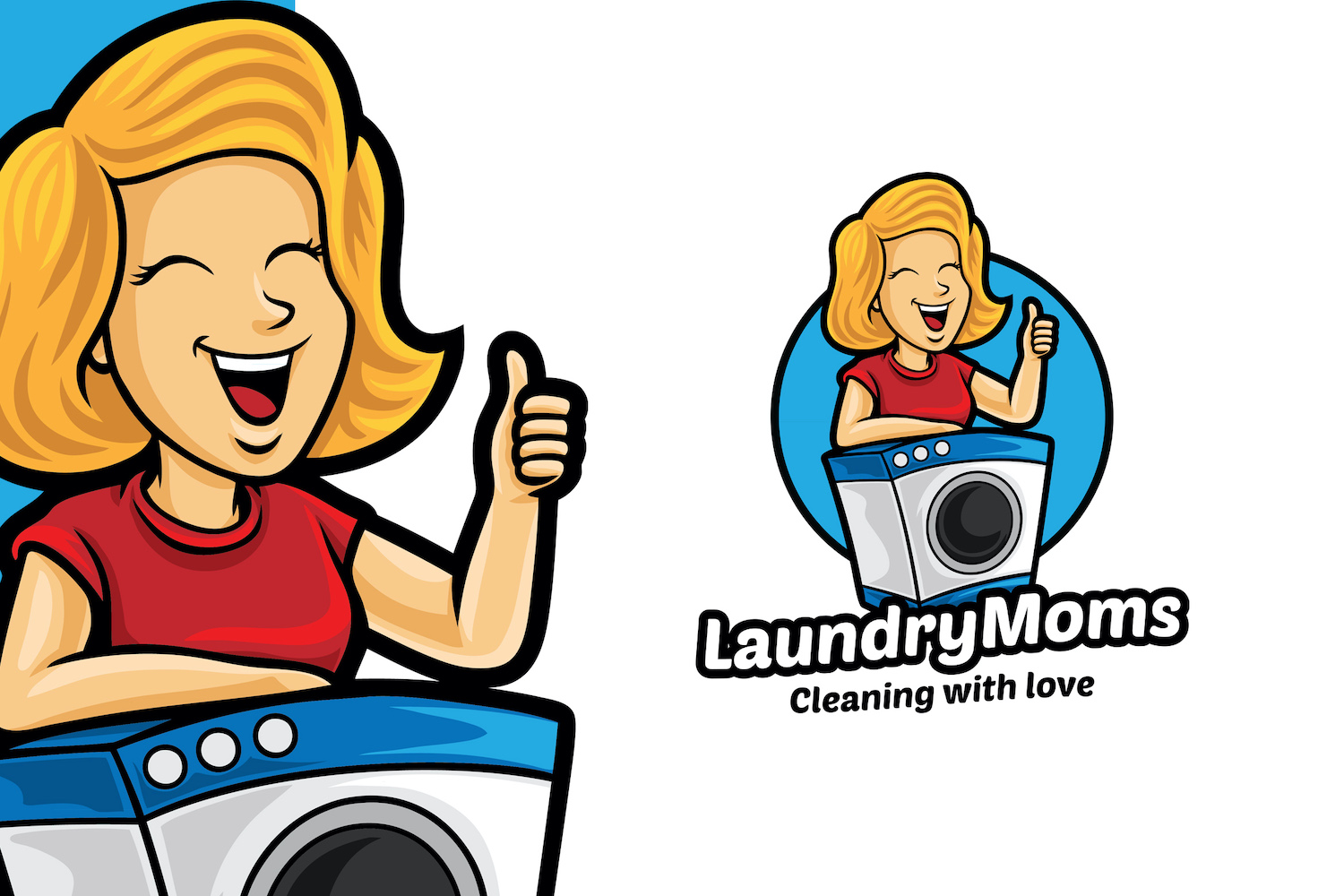 Laundry Mom Mascot Logo Template