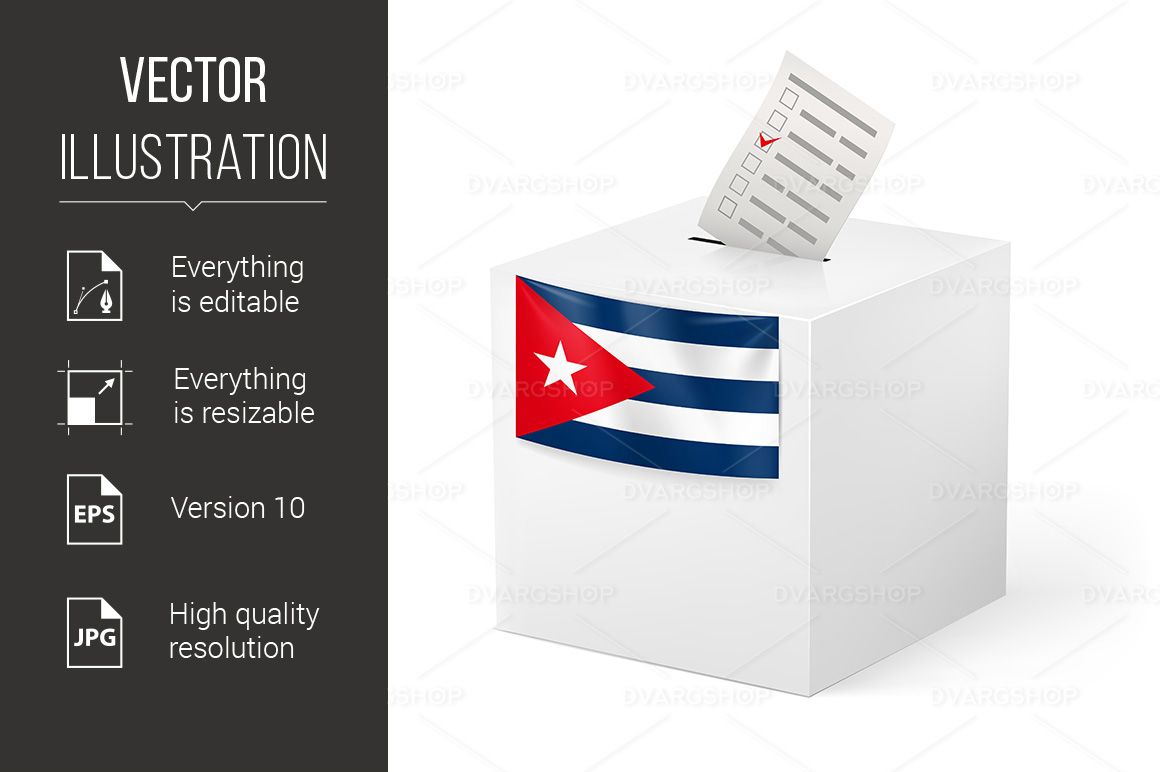 Ballot Box with Voicing Paper Cuba - Vector Image