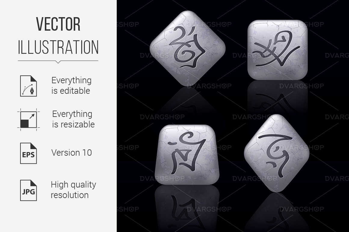 Runic Stones with Magical Spells - Vector Image