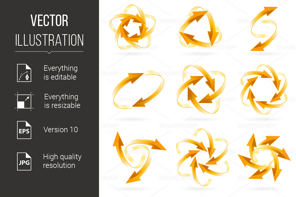 Set of Arrow Circles - Vector Image