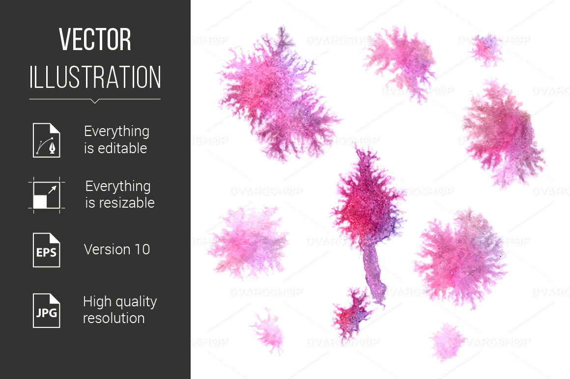 Watercolor Paint Splashes - Vector Image