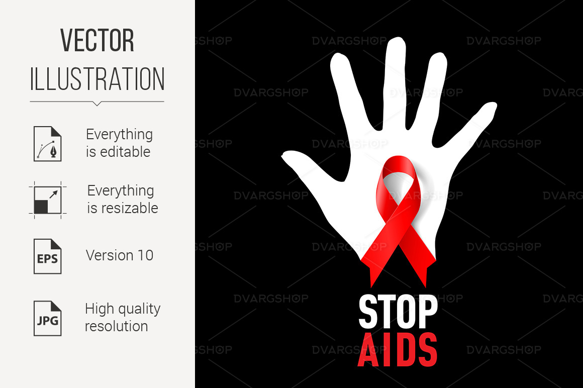 Stop AIDS Sign - Vector Image