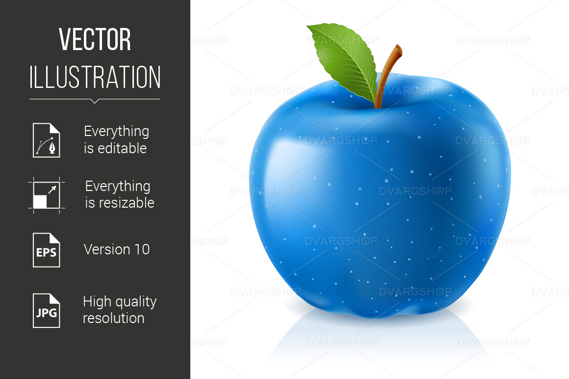 Delicious Blue Apple - Vector Image