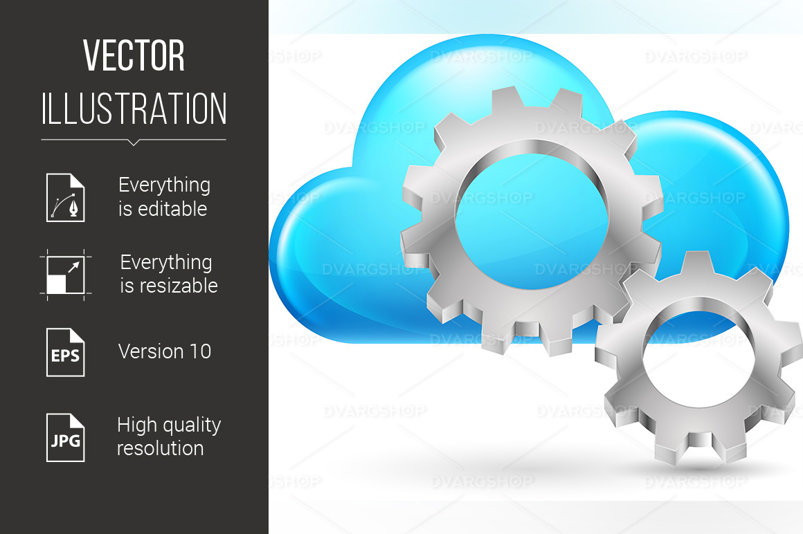 Cloud with Gearwheel - Vector Image