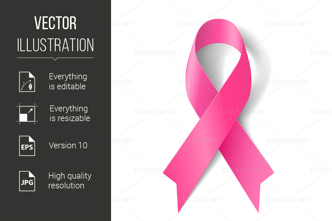 Tender Pink Ribbon - Vector Image