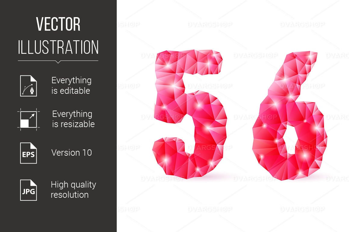 Ruby Polygonal Font - Vector Image