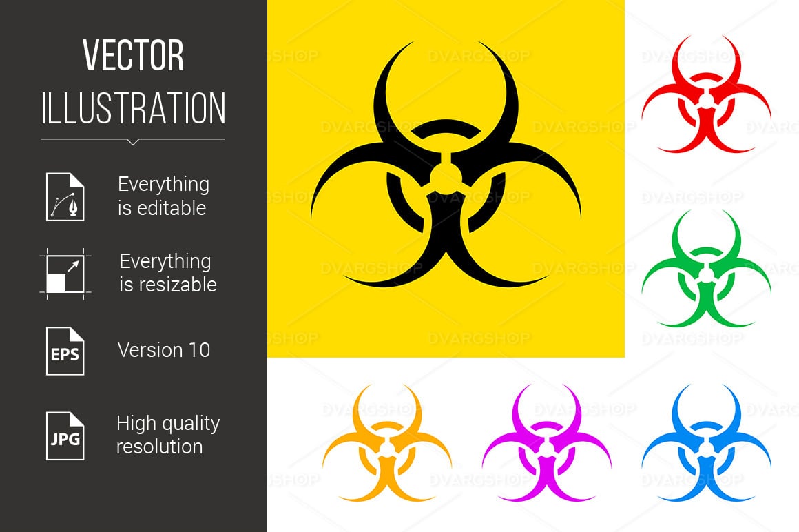 Biohazard Sign with Color Variations - Vector Image