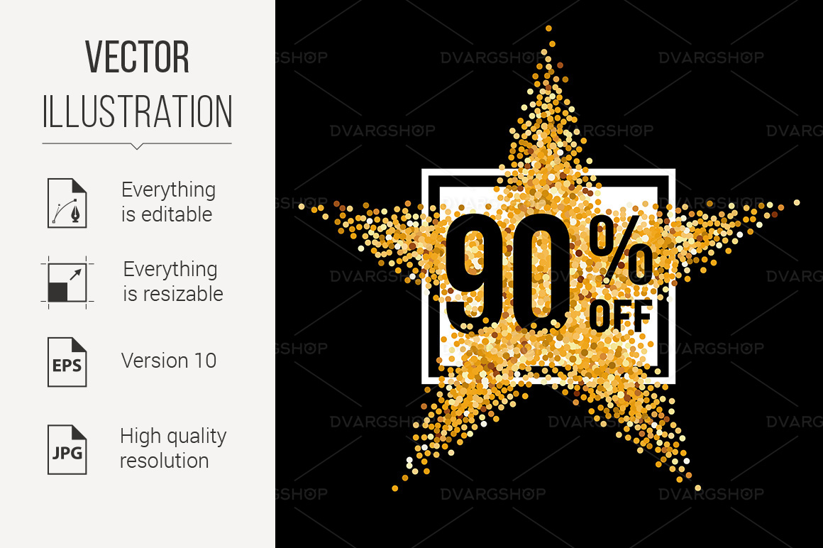 Golden Star Discount - Vector Image