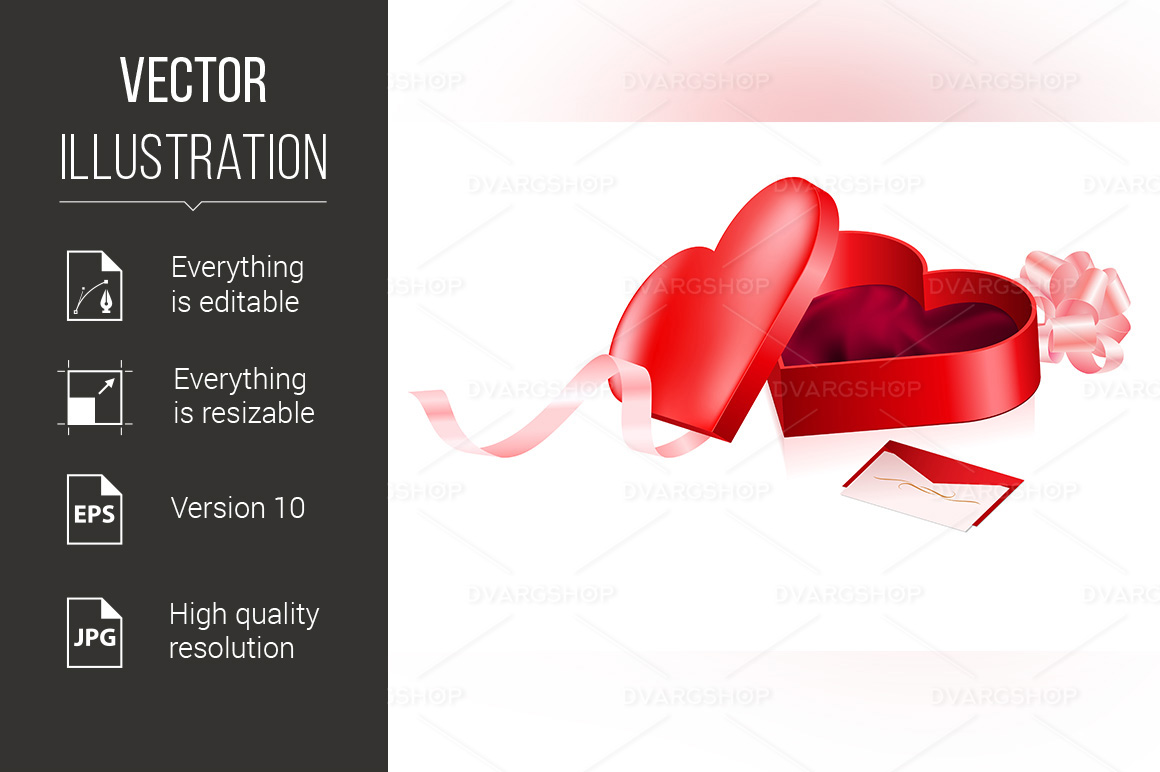 Red Box in Heart Shape - Vector Image