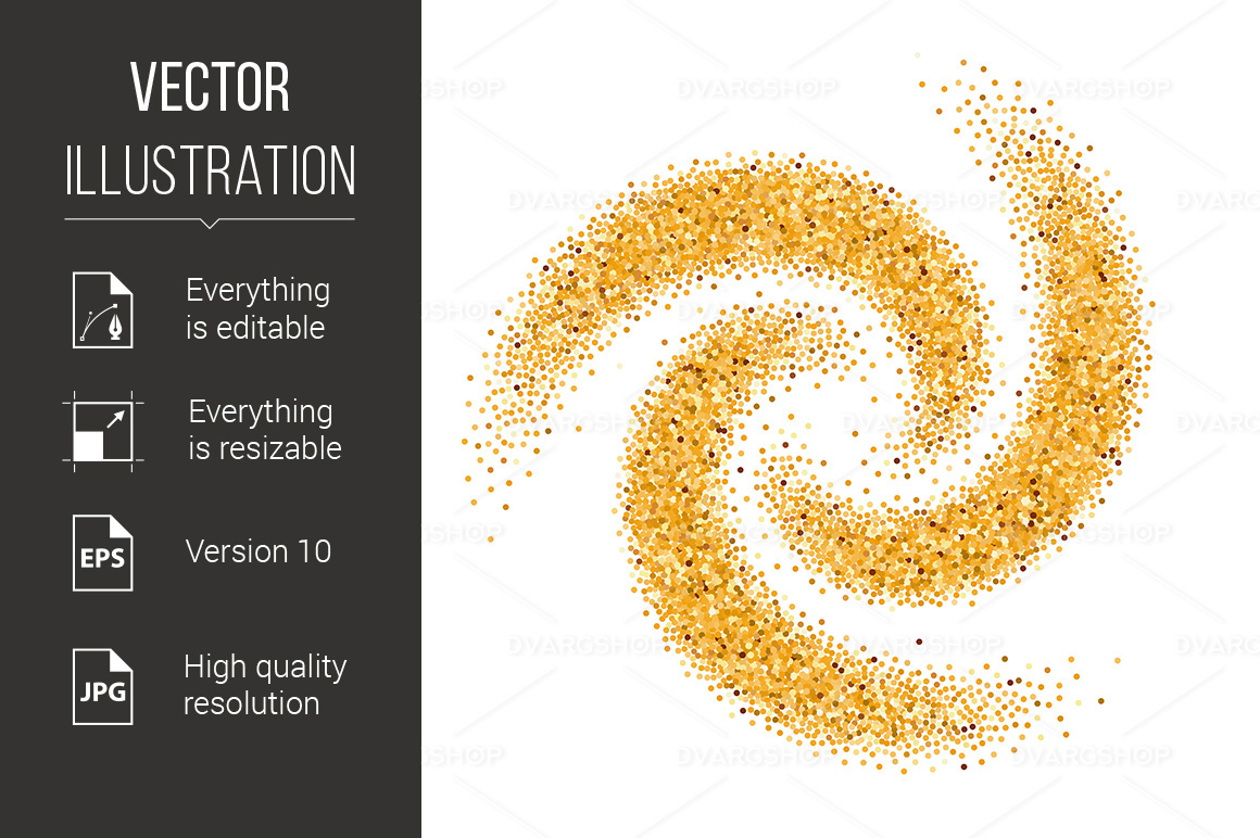 Gold Glittering Wave - Vector Image