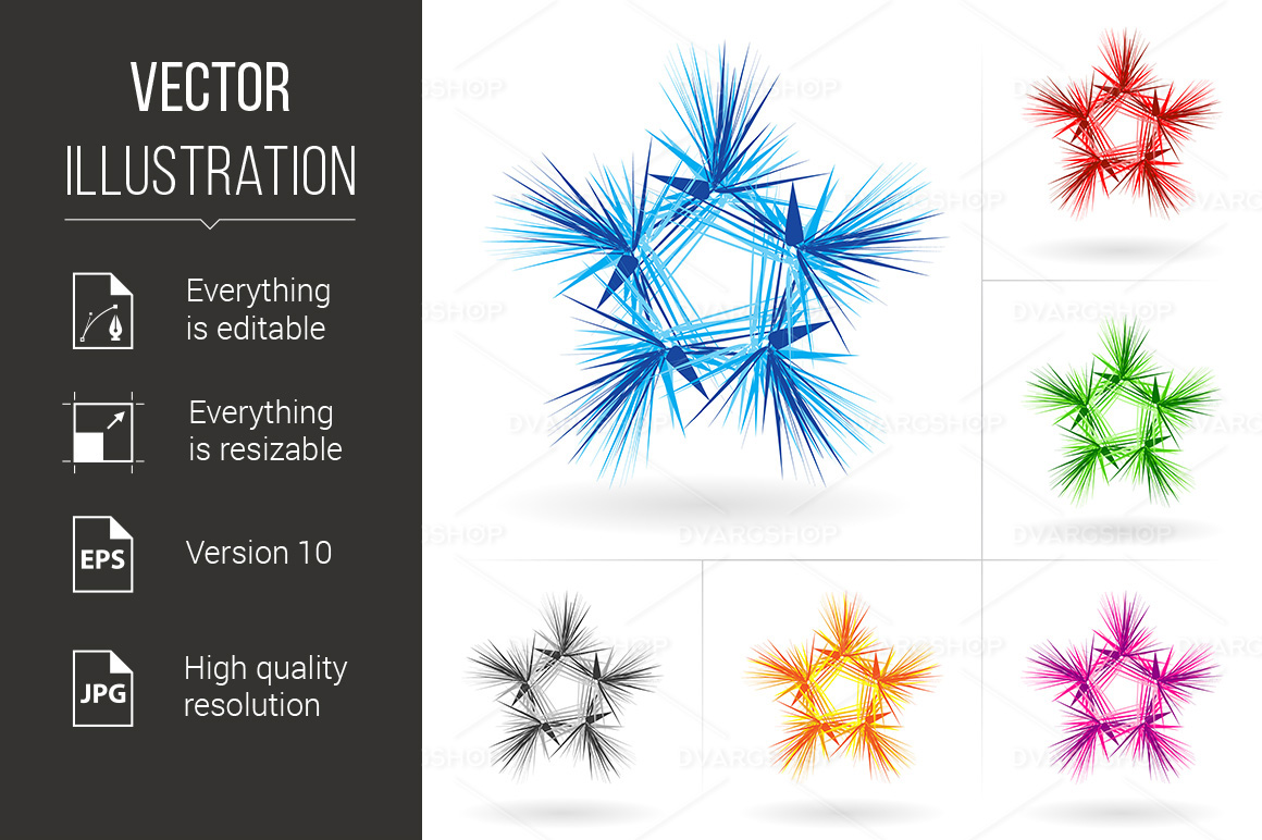 Set of Different Stars Icons - Vector Image