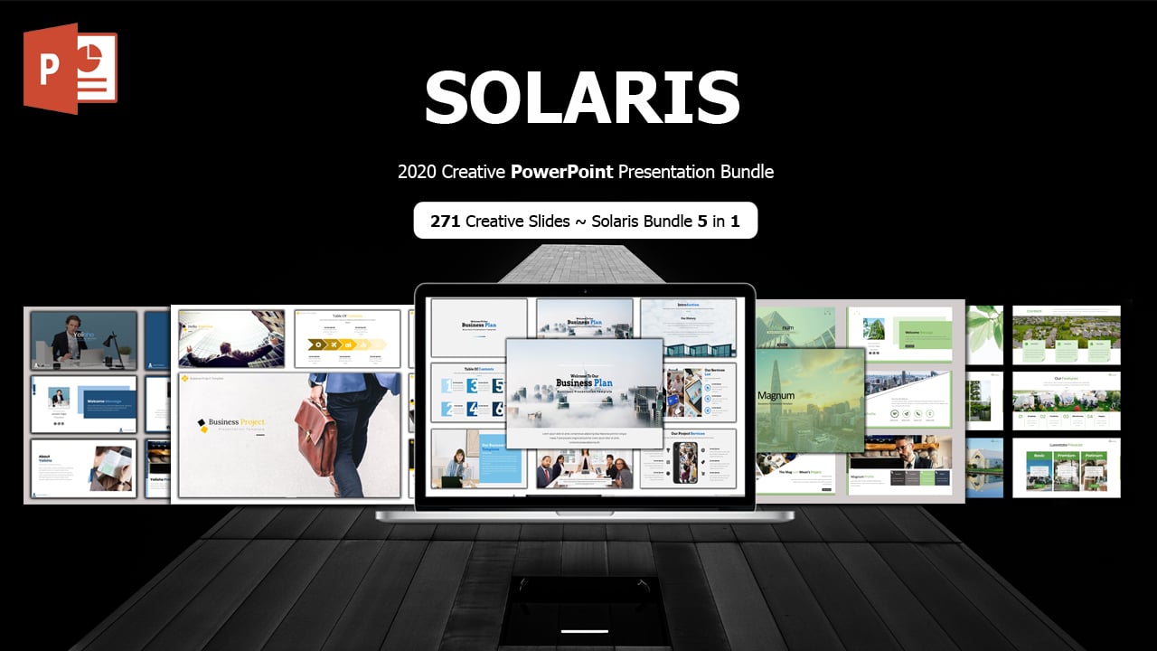 SOLARIS - Creative Business Plan Bundle 5 in 1 PowerPoint template