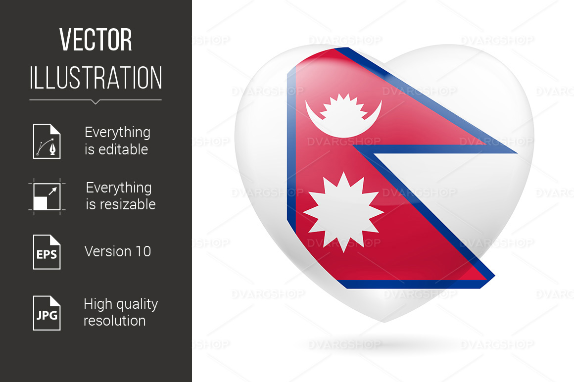 Heart with Nepalese Flag Colors - Vector Image