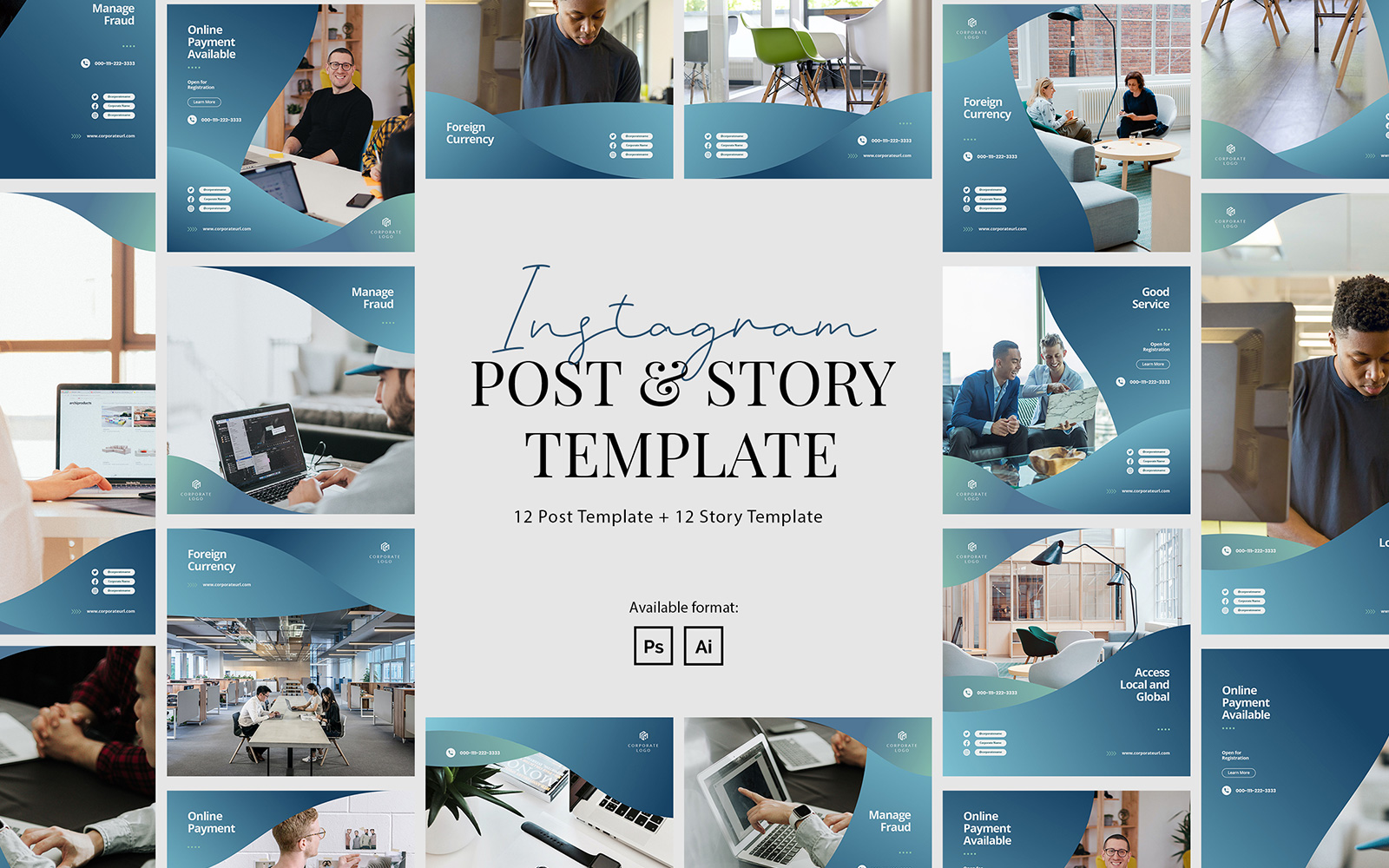 Elegant Corporate Instagram Post Story Template for Social Media