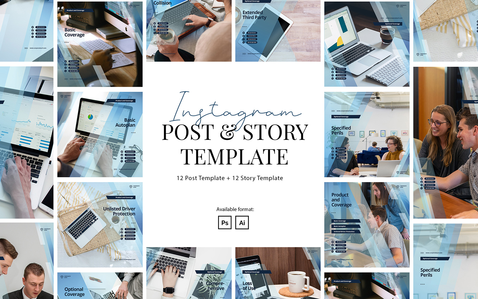 Elegant Corporate Instagram Post Story Template for Social Media