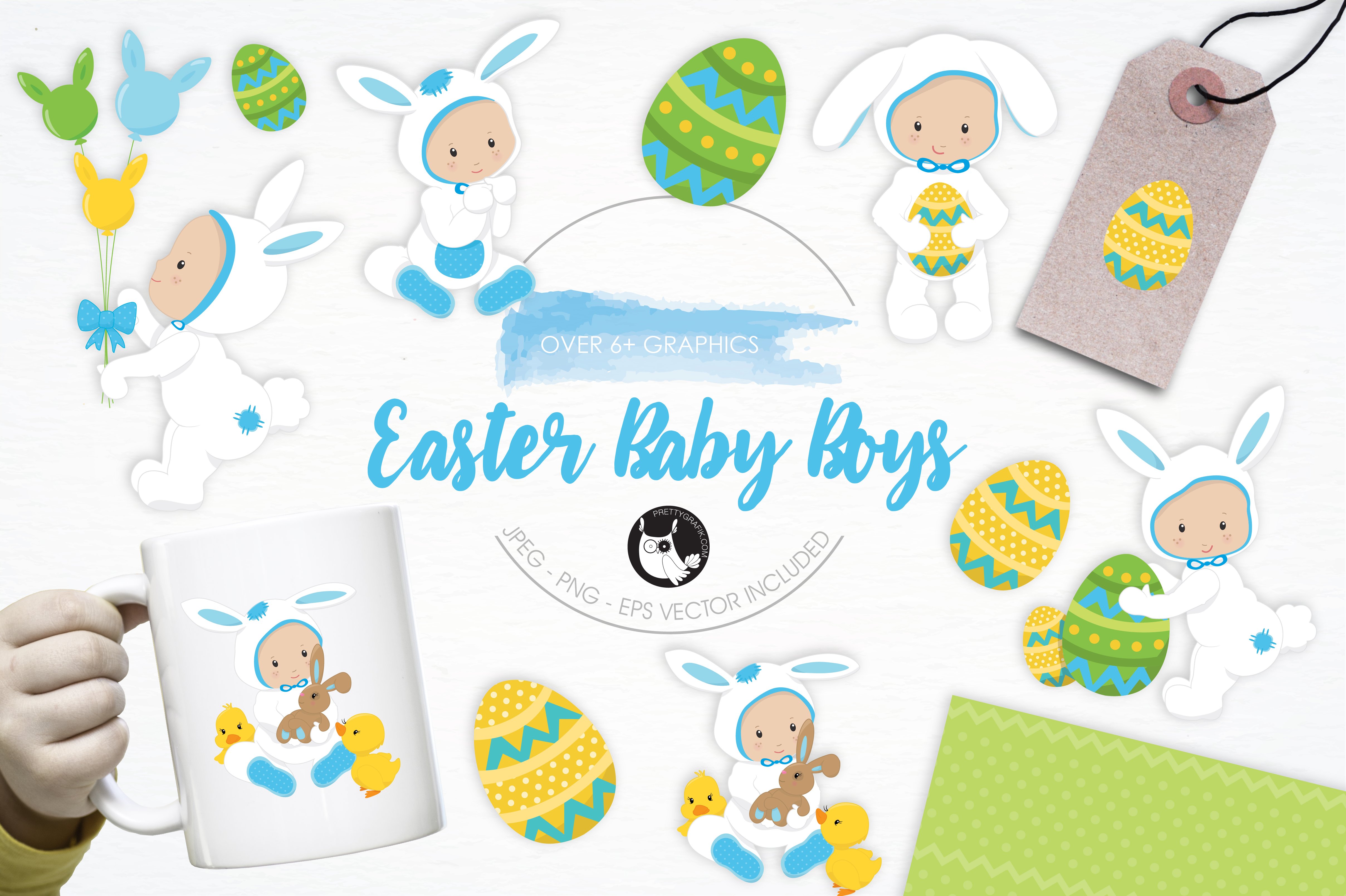 Easter Baby Boys illustration pack - Vector Image