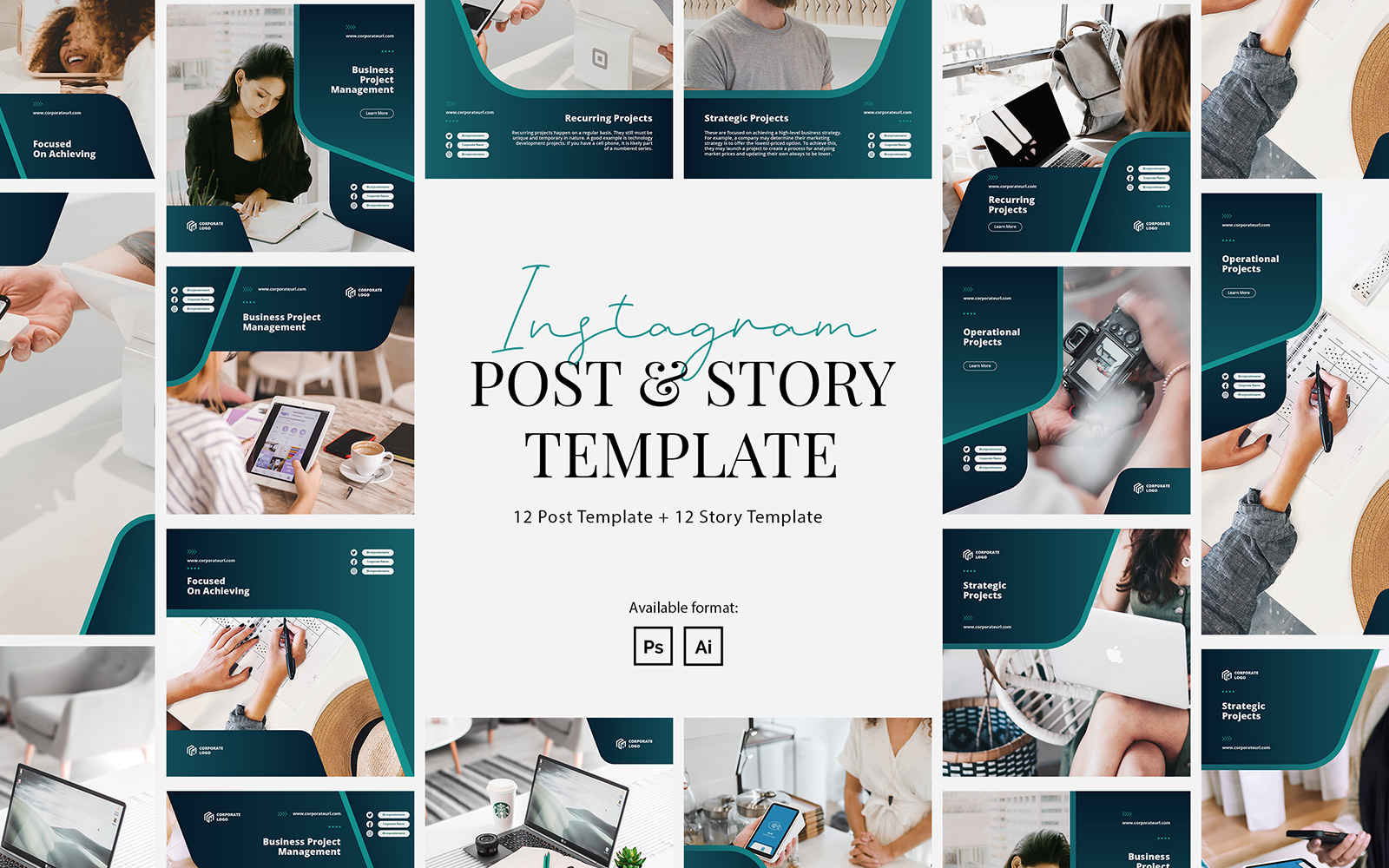 Elegant Corporate Instagram Post Story Template for Social Media