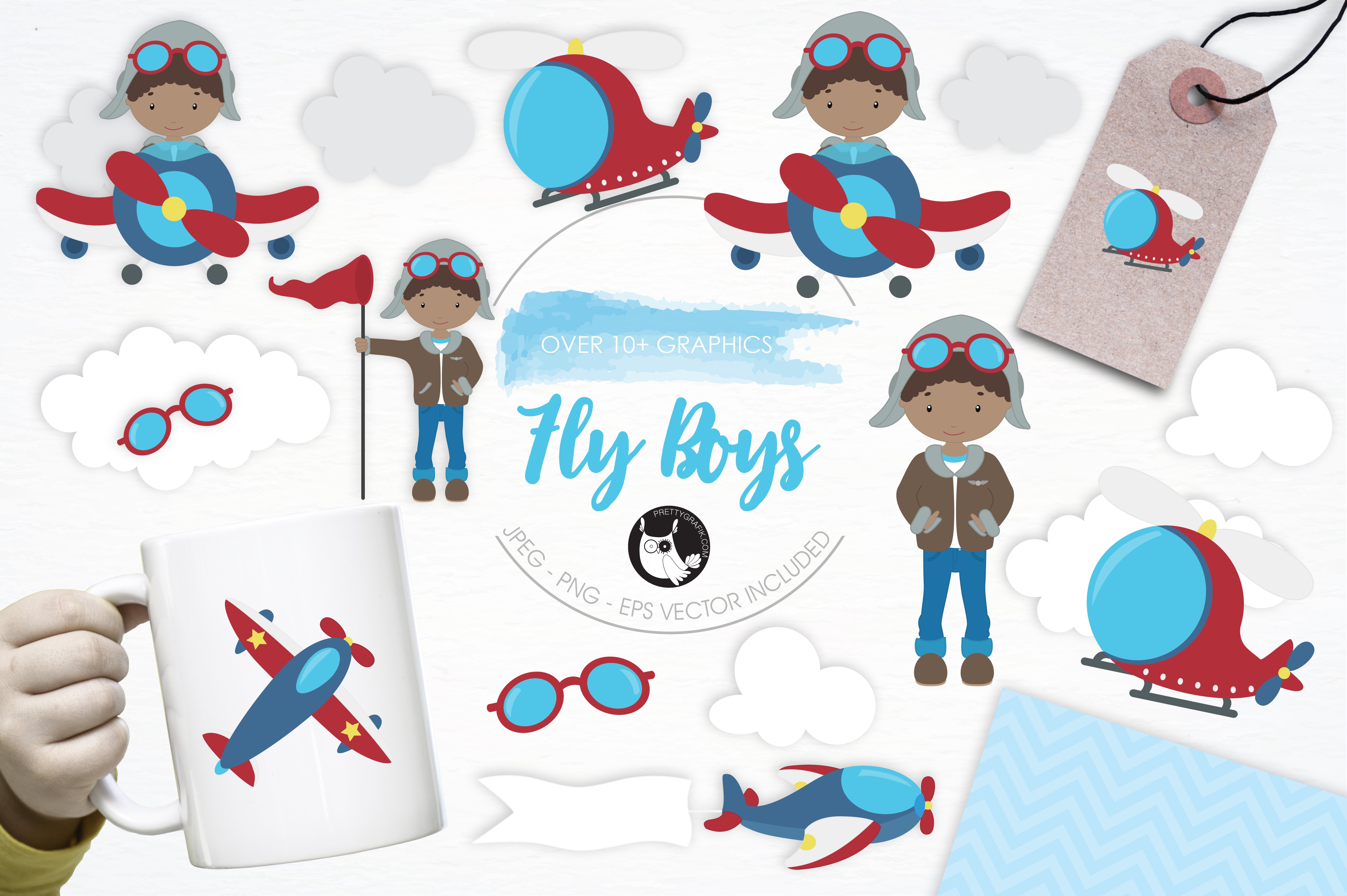 Fly Boys illustration pack - Vector Image