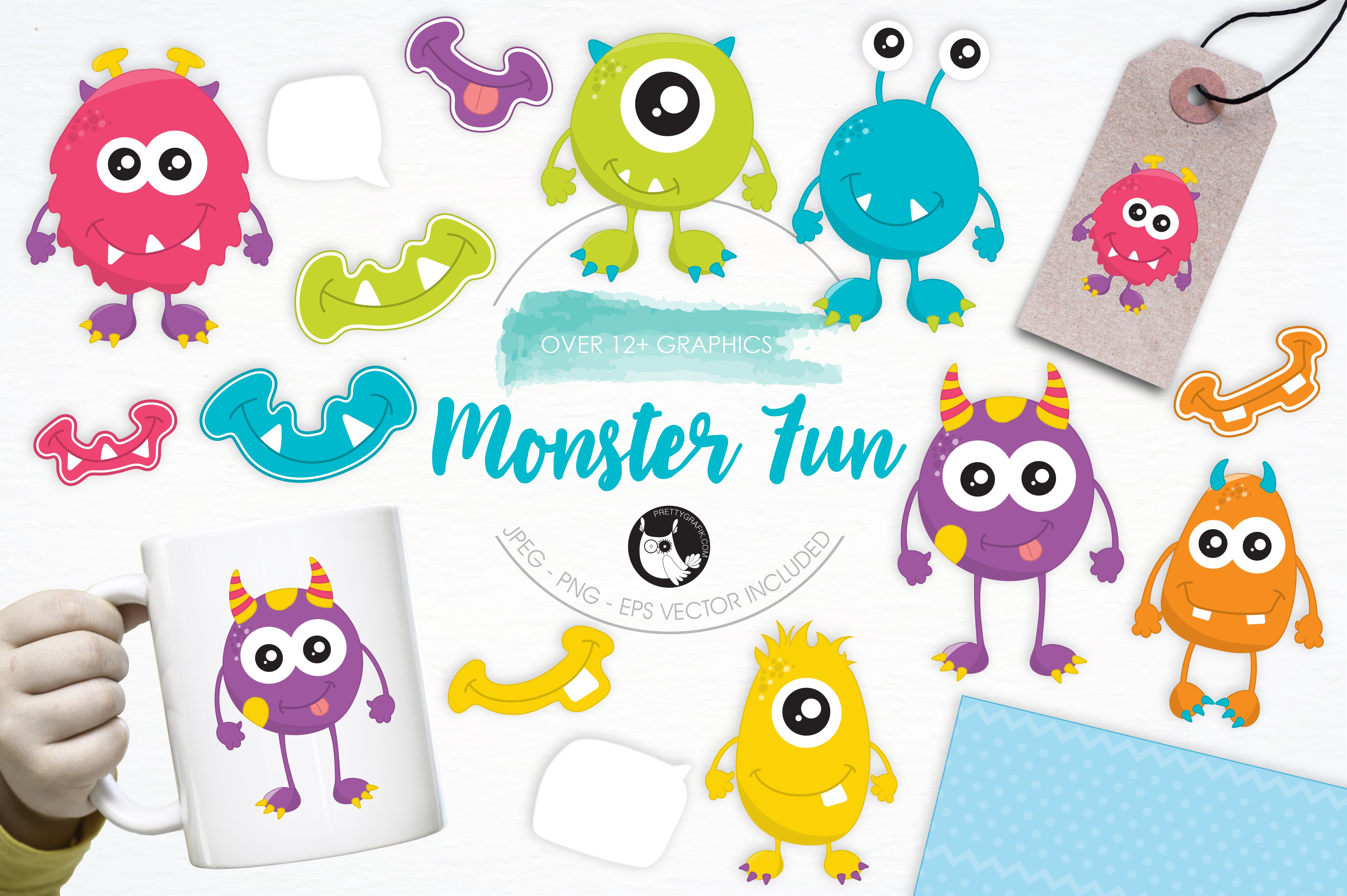 Monster Fun illustration pack - Vector Image