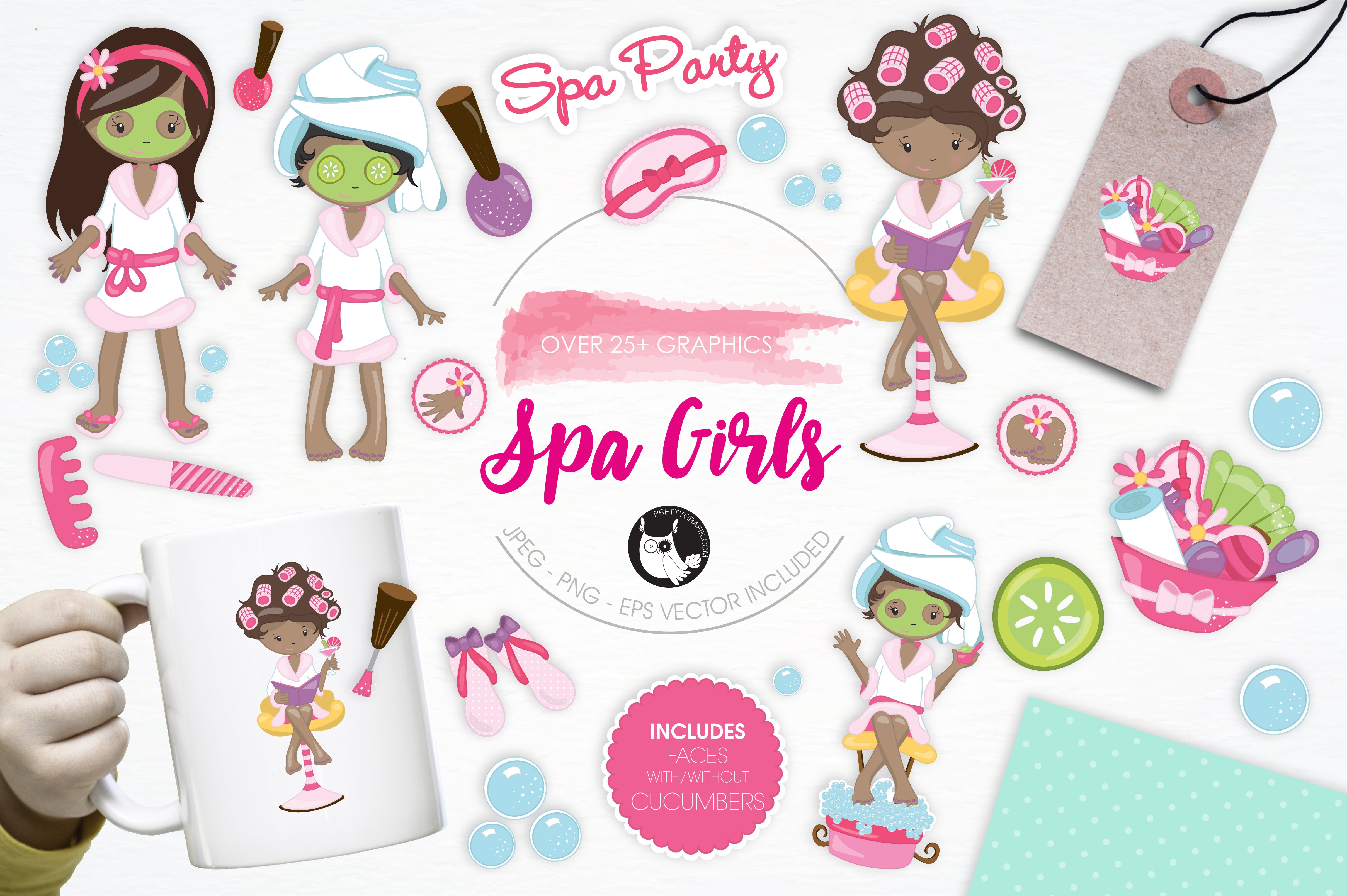 Spa Girls illustration pack - Vector Image