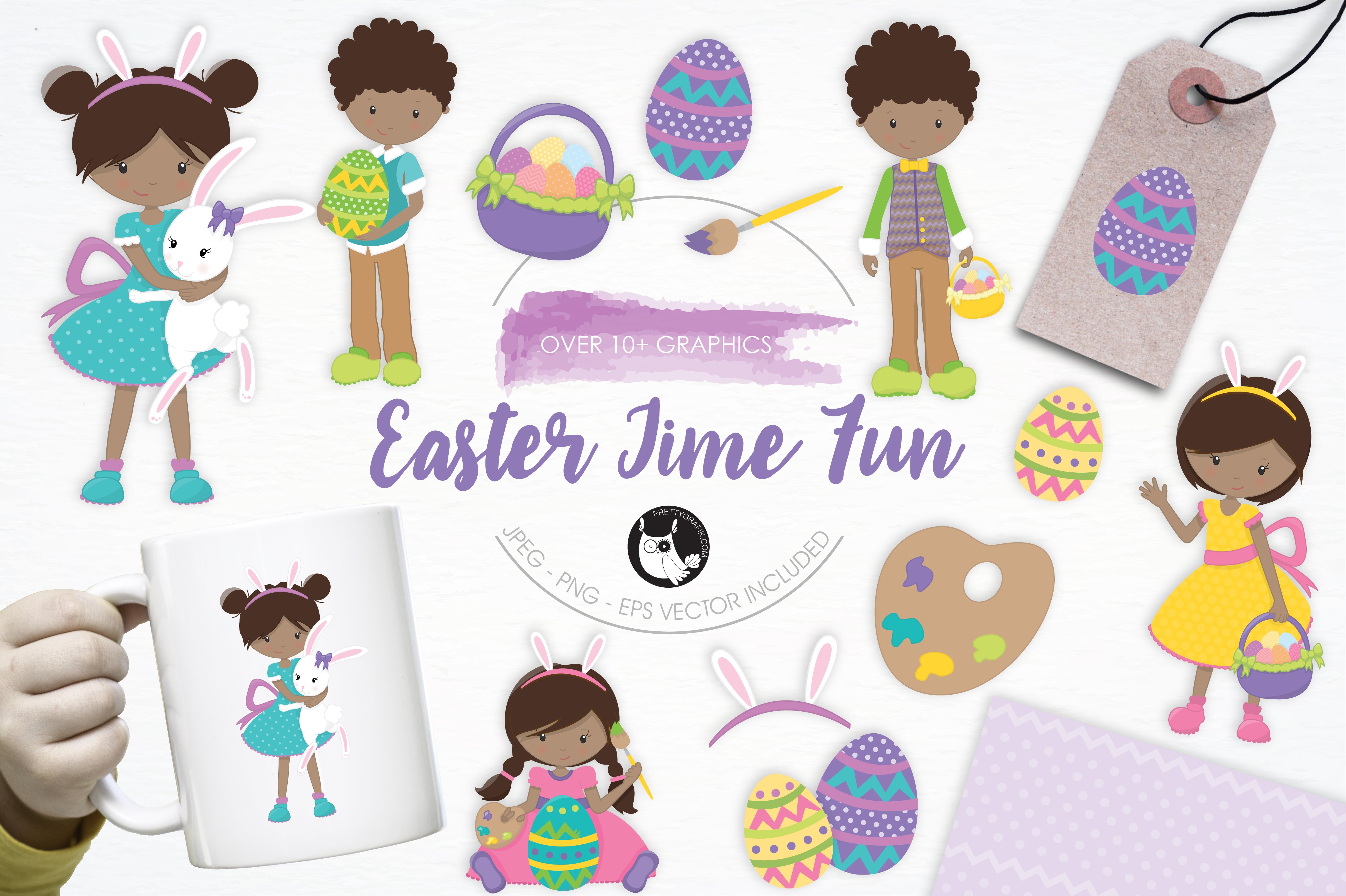 Easter Time Fun illustration pack - Vector Image