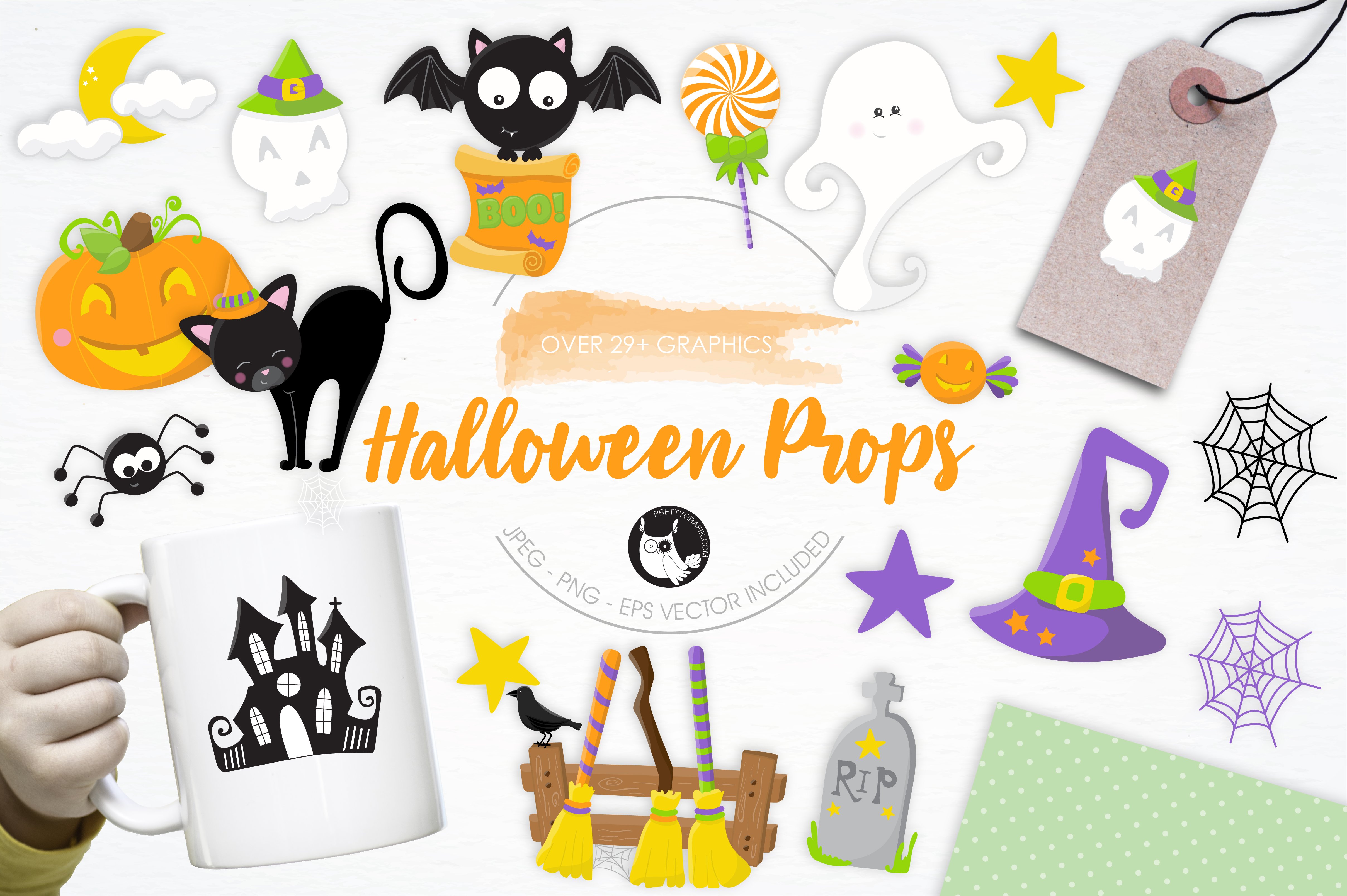 Halloween Props illustration pack - Vector Image