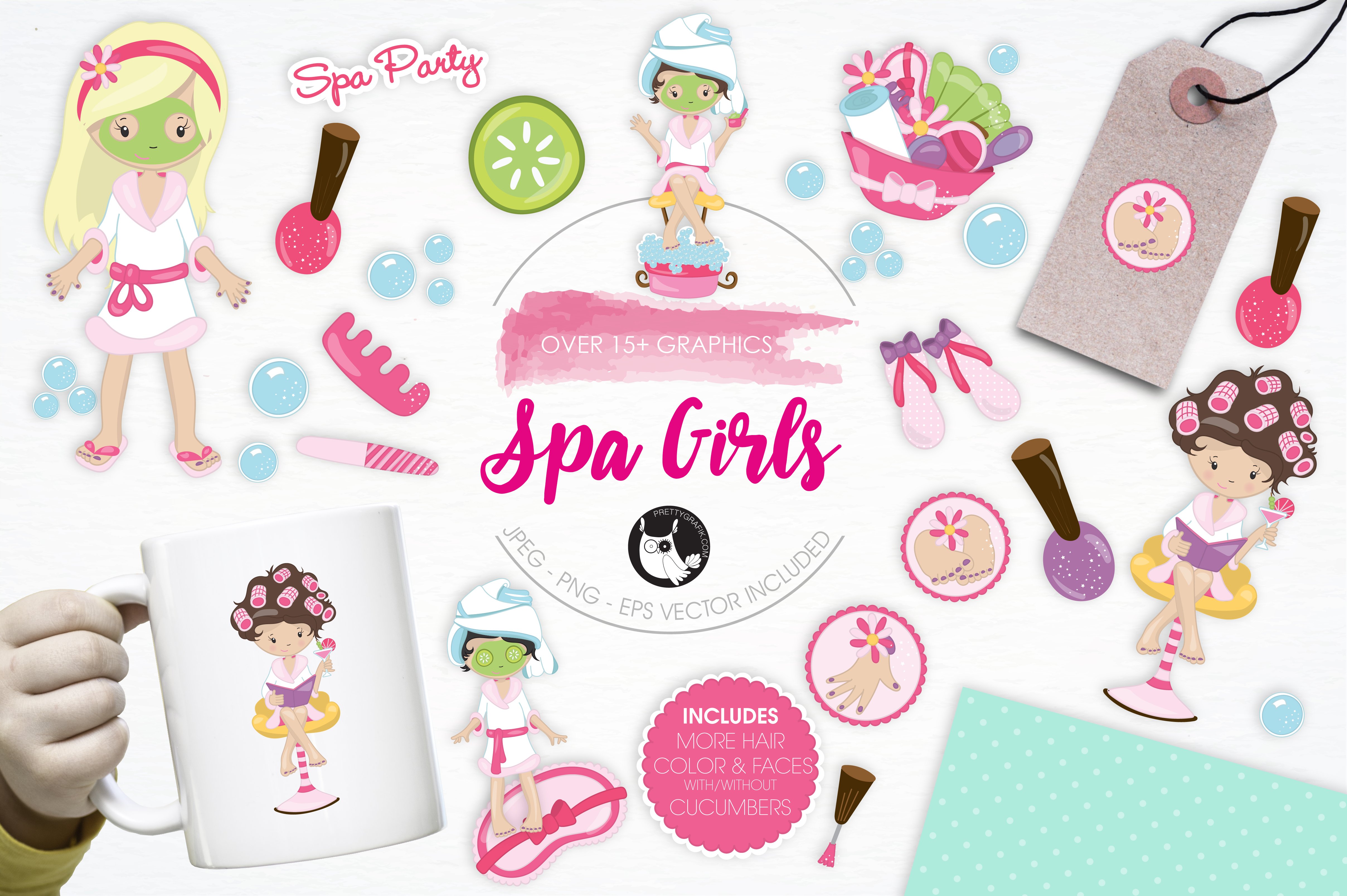 Spa Girls illustration pack - Vector Image