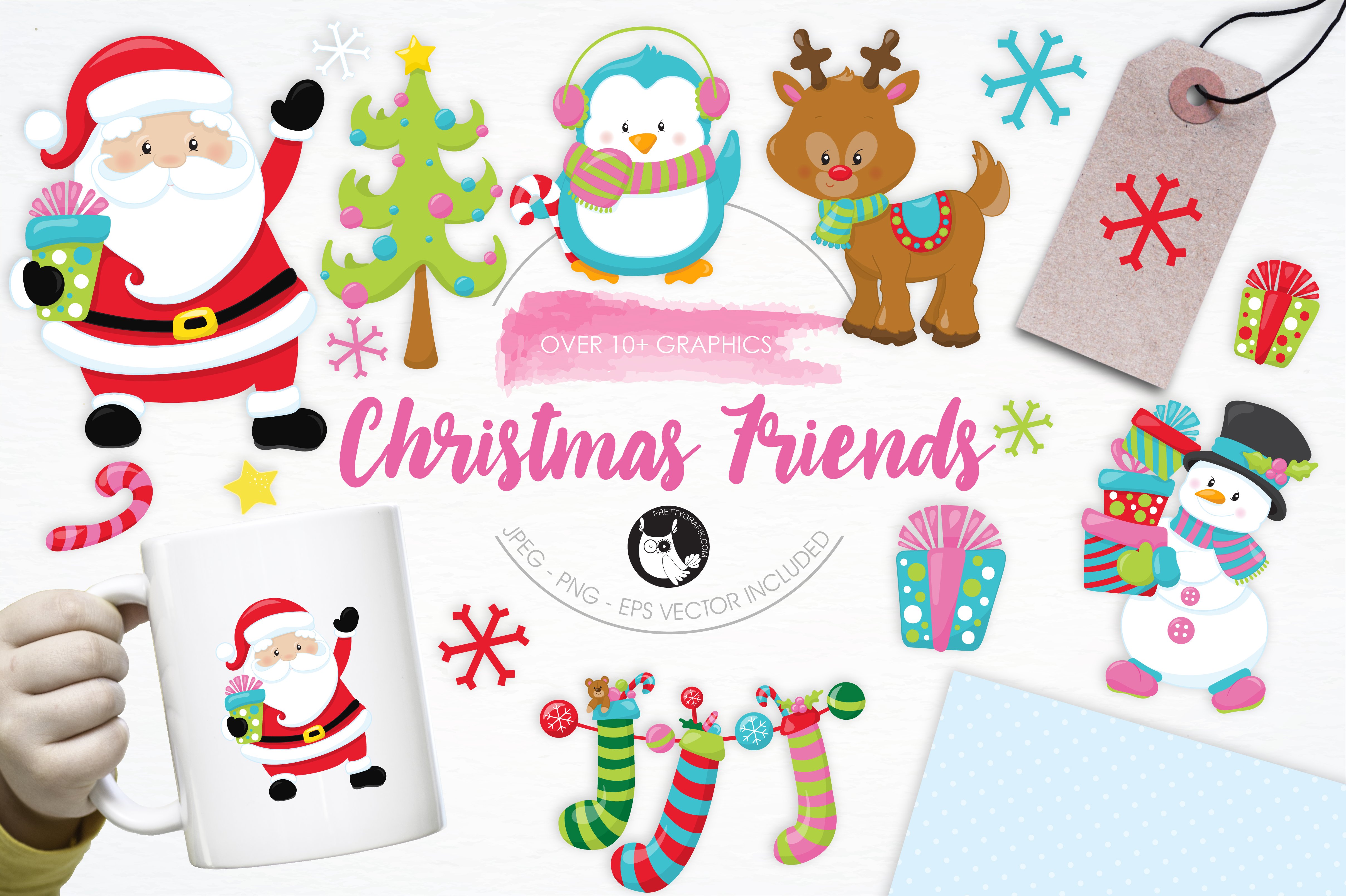 Christmas Friends illustration pack - Vector Image