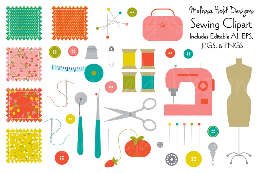 Sewing Vector Clipart - Illustration
