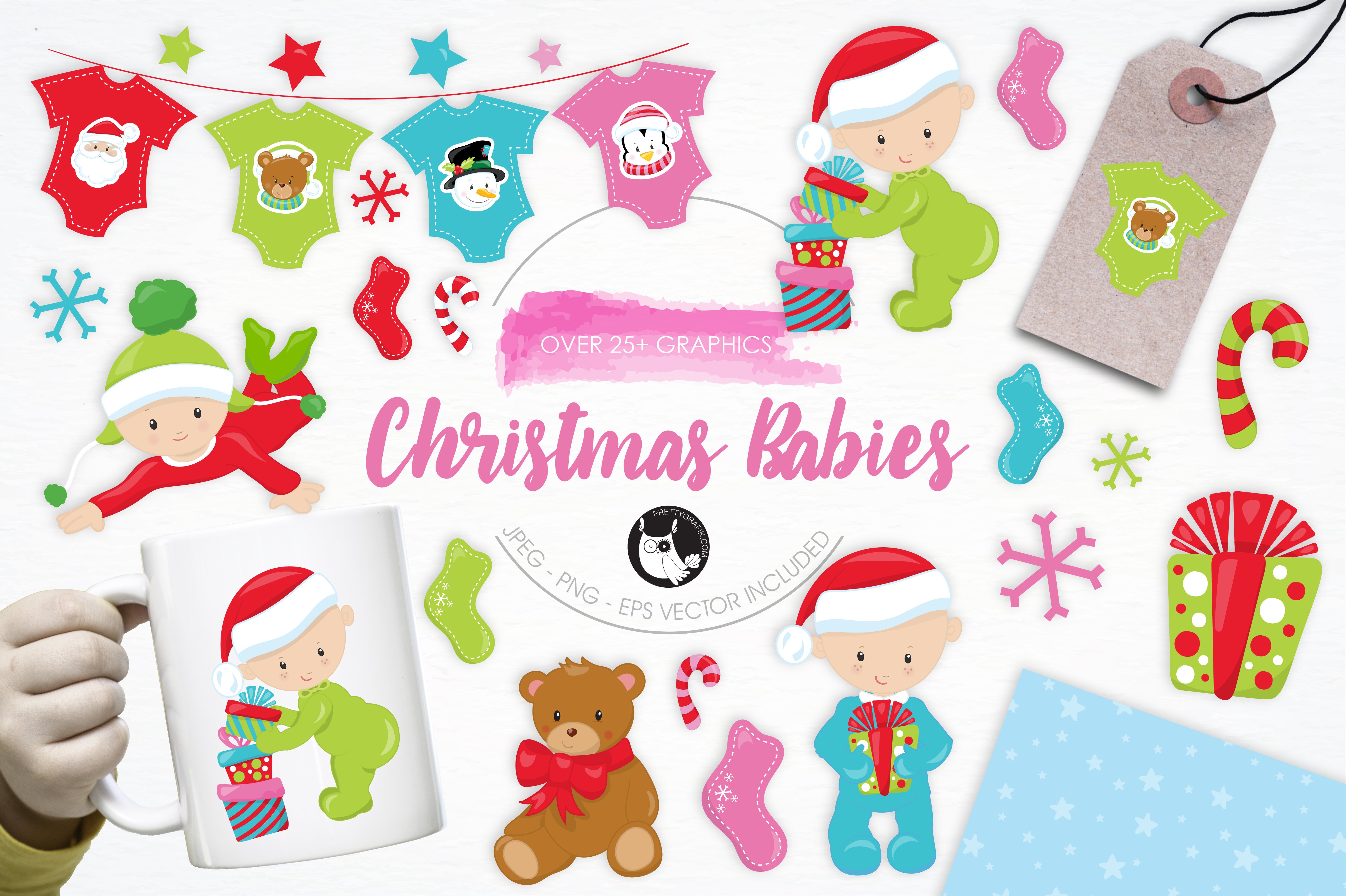 Christmas Babies illustration pack - Vector Image