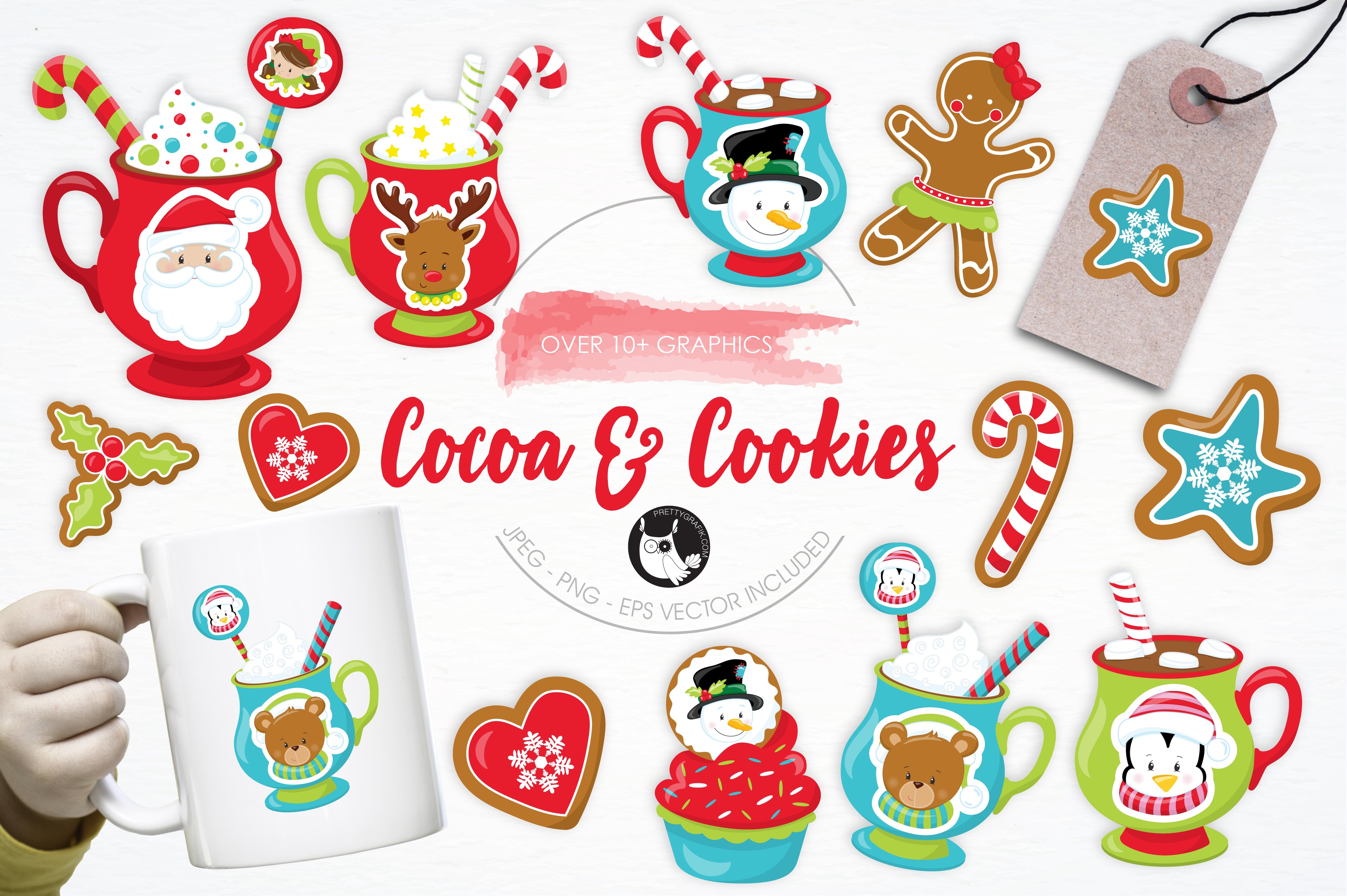 Cocoa & Cookies illustration pack - Vector Image