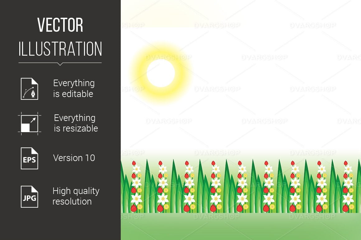 Flowering Grass in the Sun - Vector Image