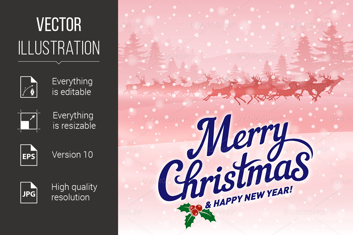 Christmas Greeting Card - Vector Image