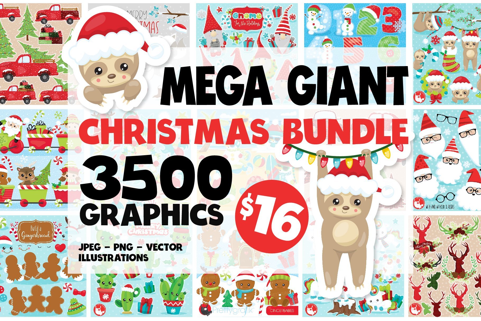 Mega Christmas Bundle 3500 Graphics - Vector Image