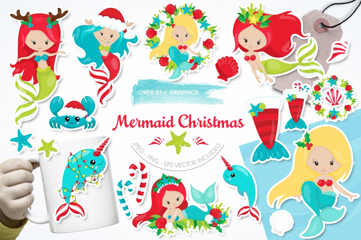 Mermaid Christmas - Vector Image