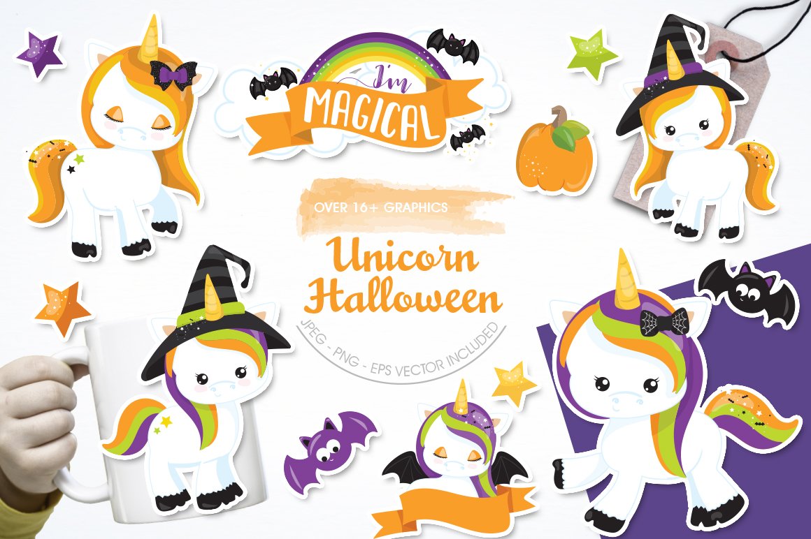 Unicorn Halloween - Vector Image