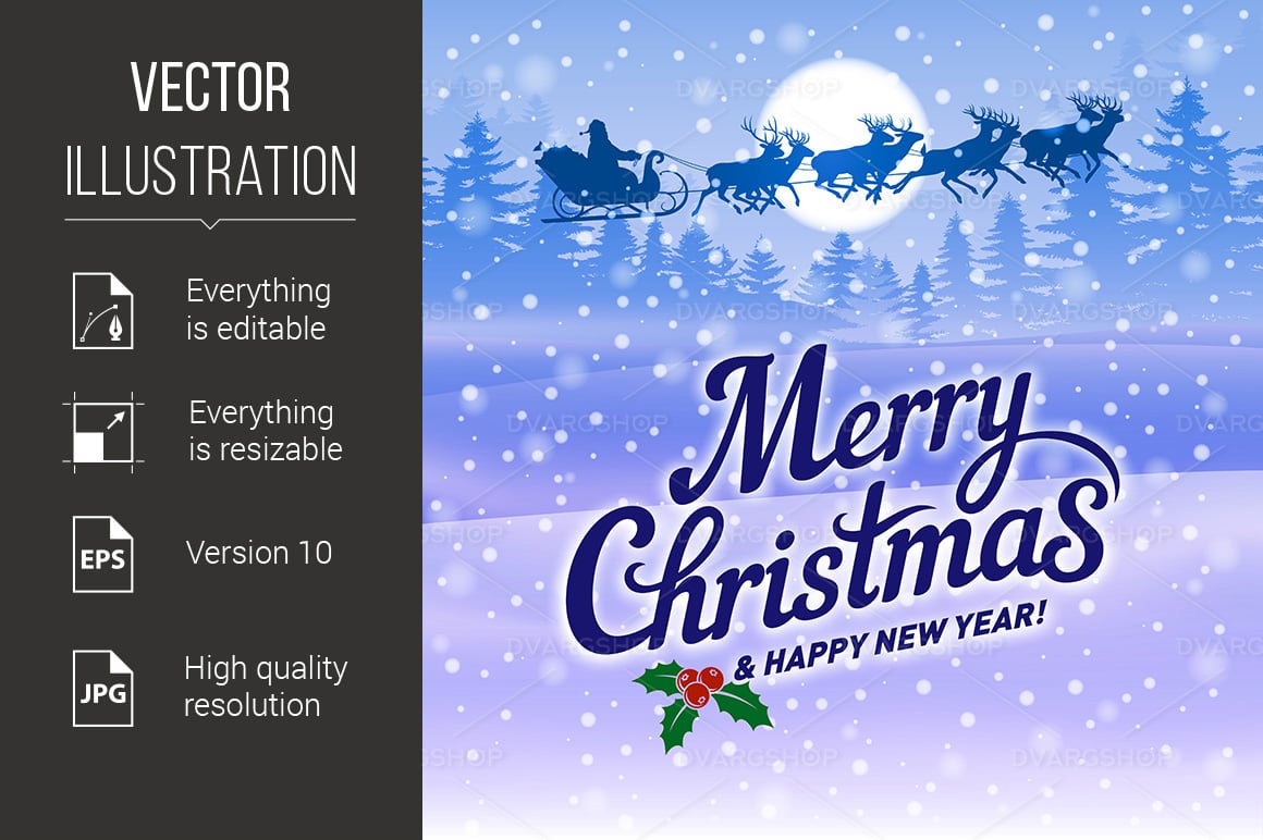 Christmas Greeting Card - Vector Image