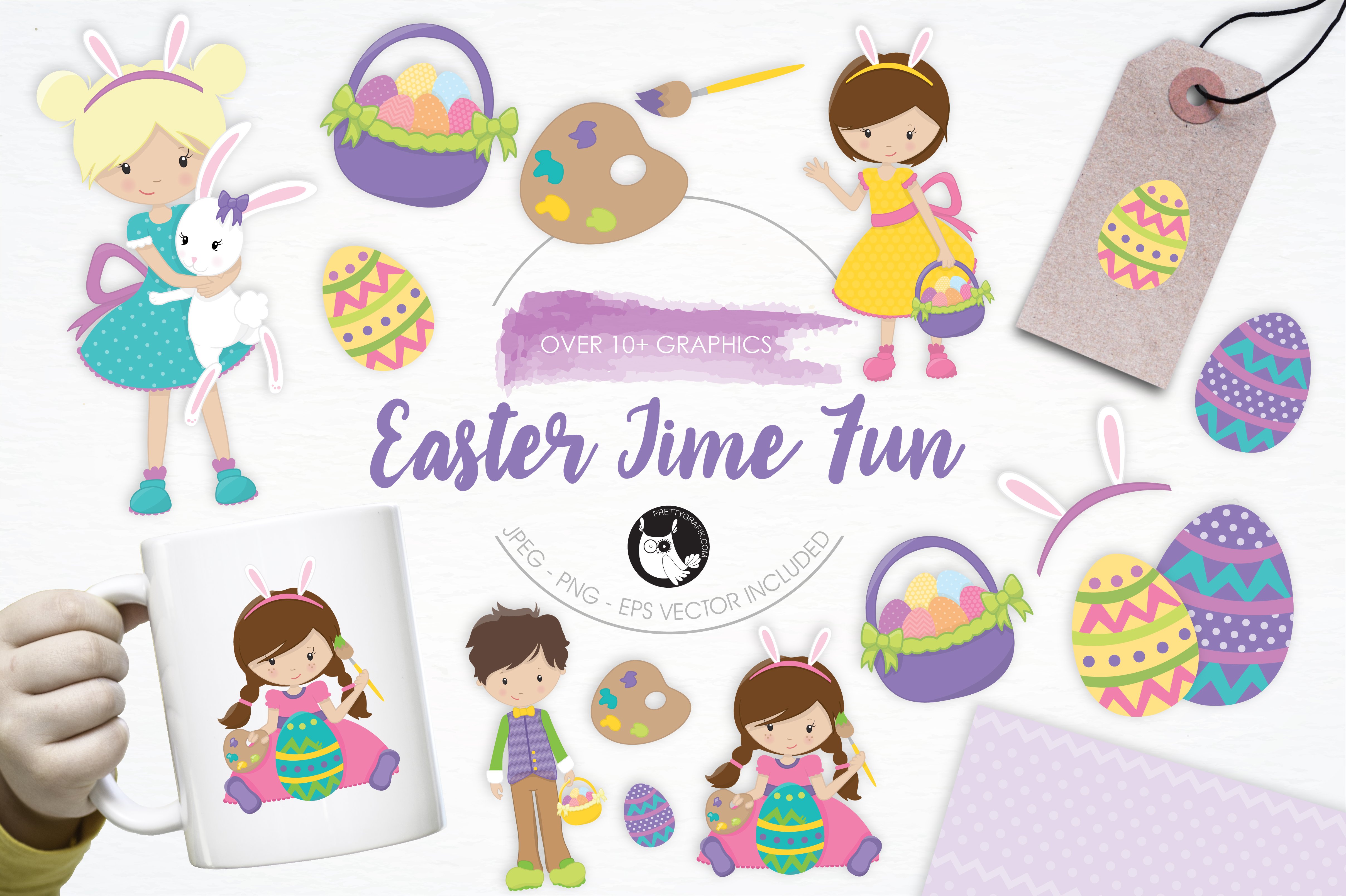 Easter Time Fun illustration pack - Vector Image