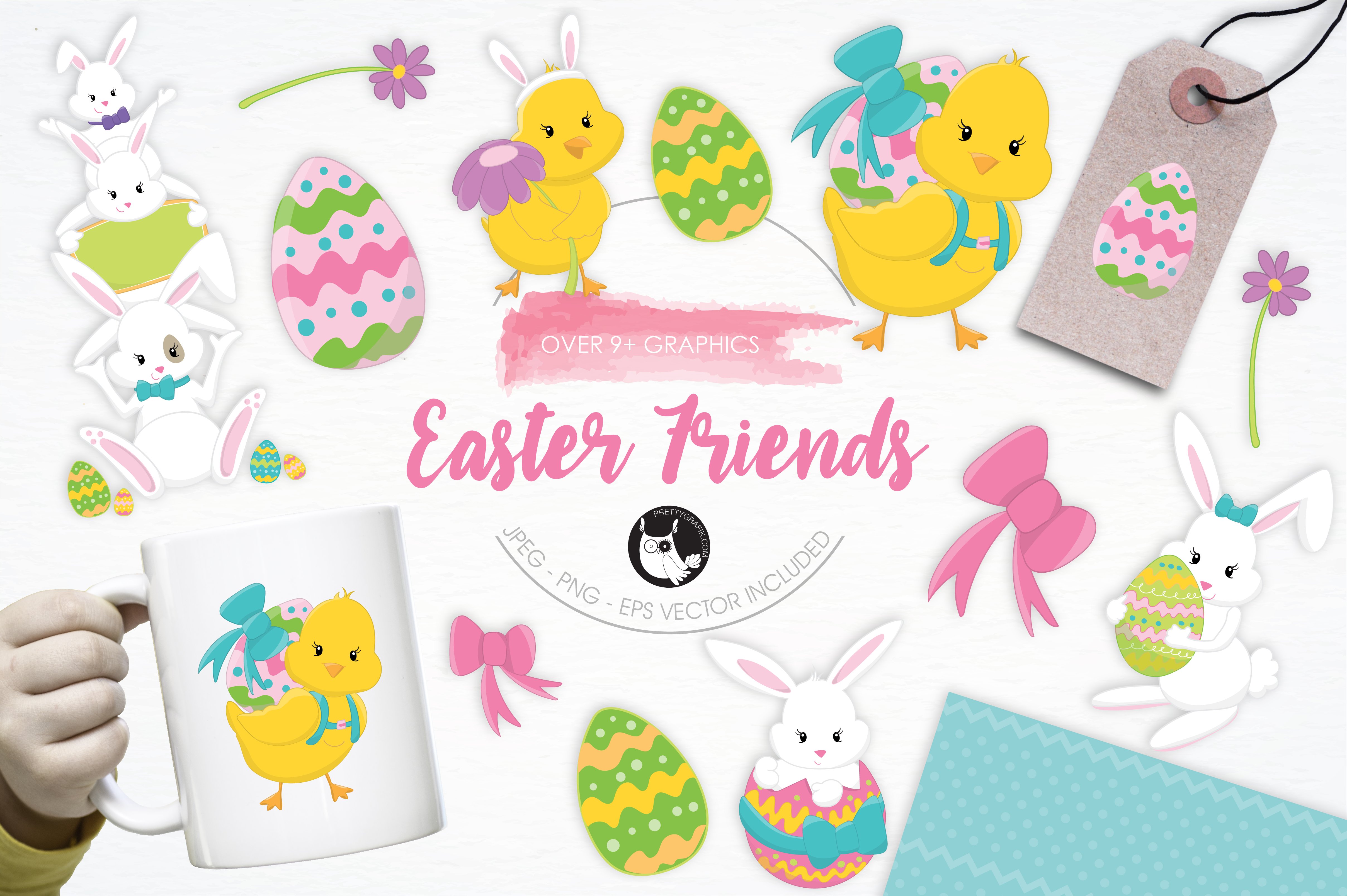 Easter Friends illustration pack - Vector Image