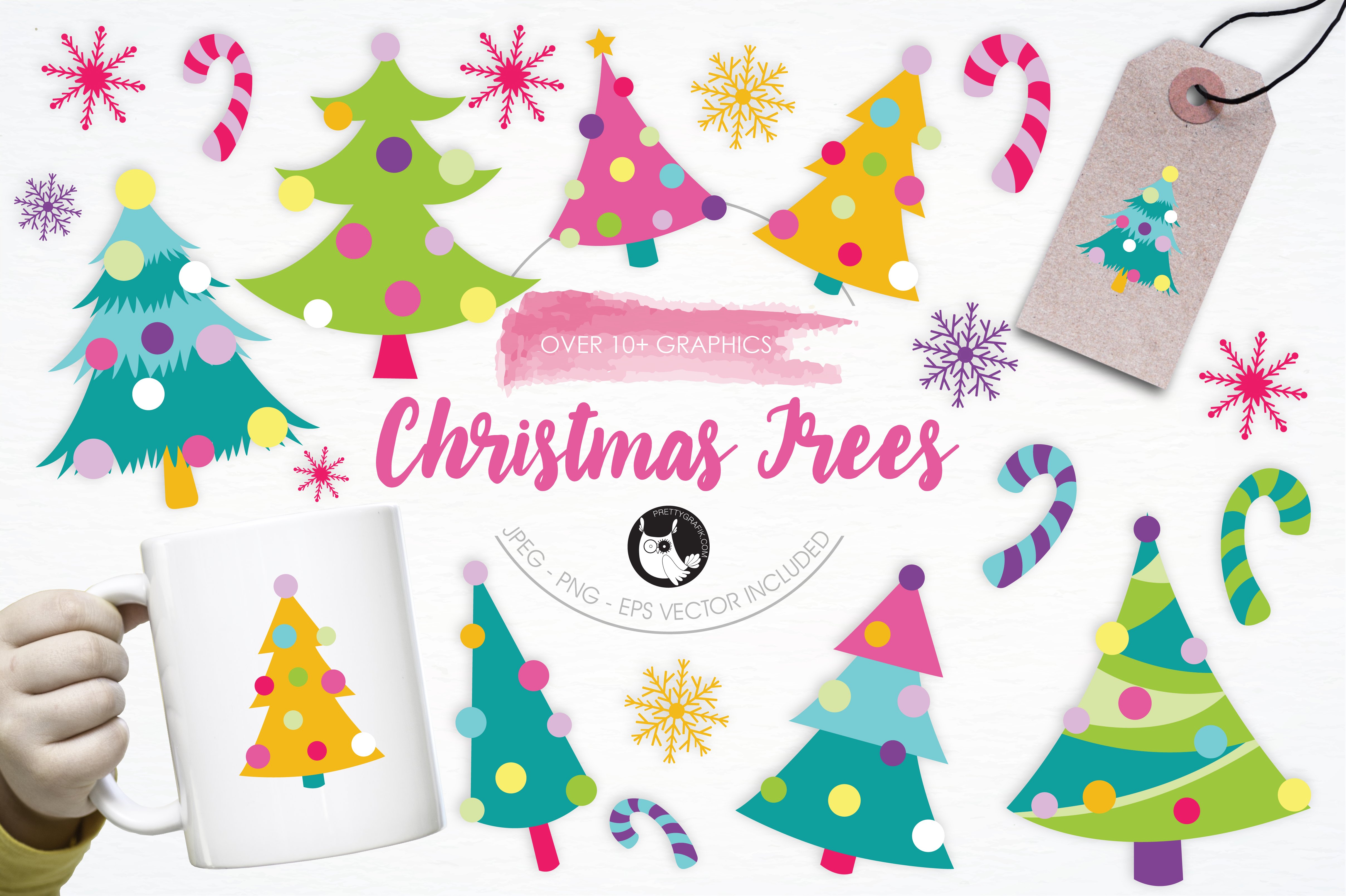 Christmas Trees Illustration Pack - Vector Image