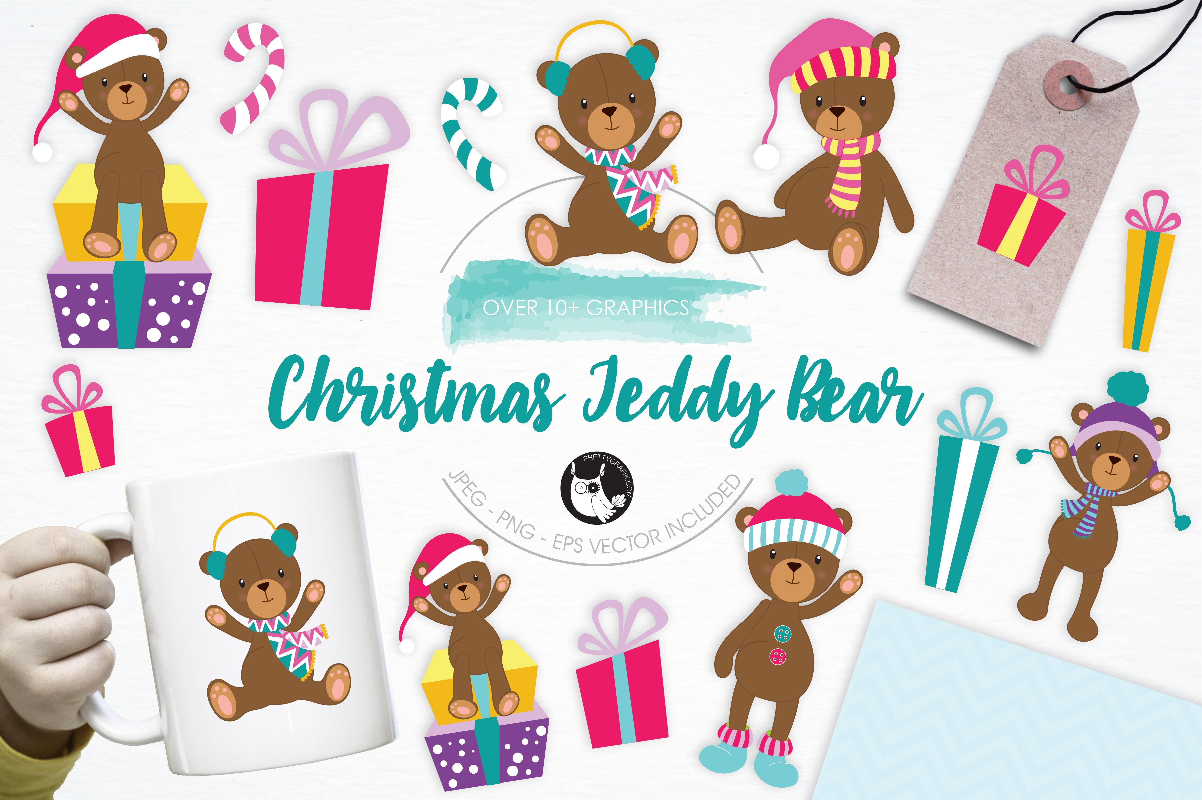 Christmas Teddy Bear illustrations - Vector Image