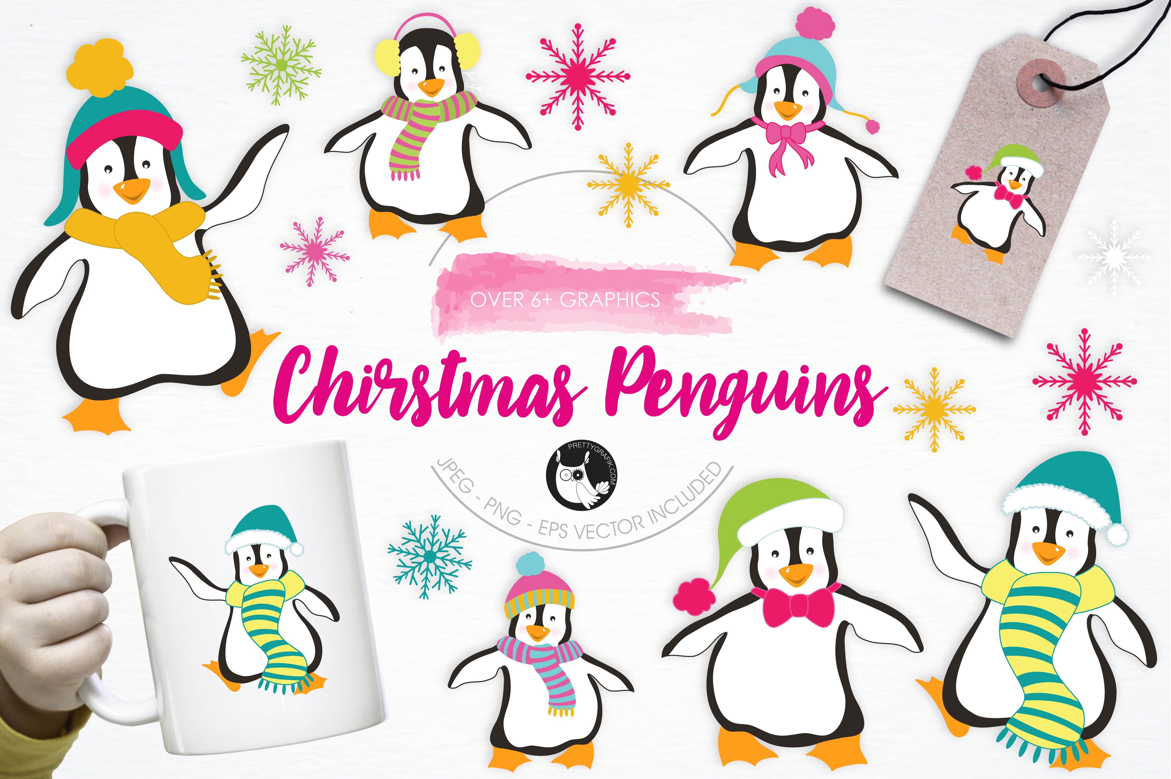 Christmas Penguins Illustration Pack - Vector Image