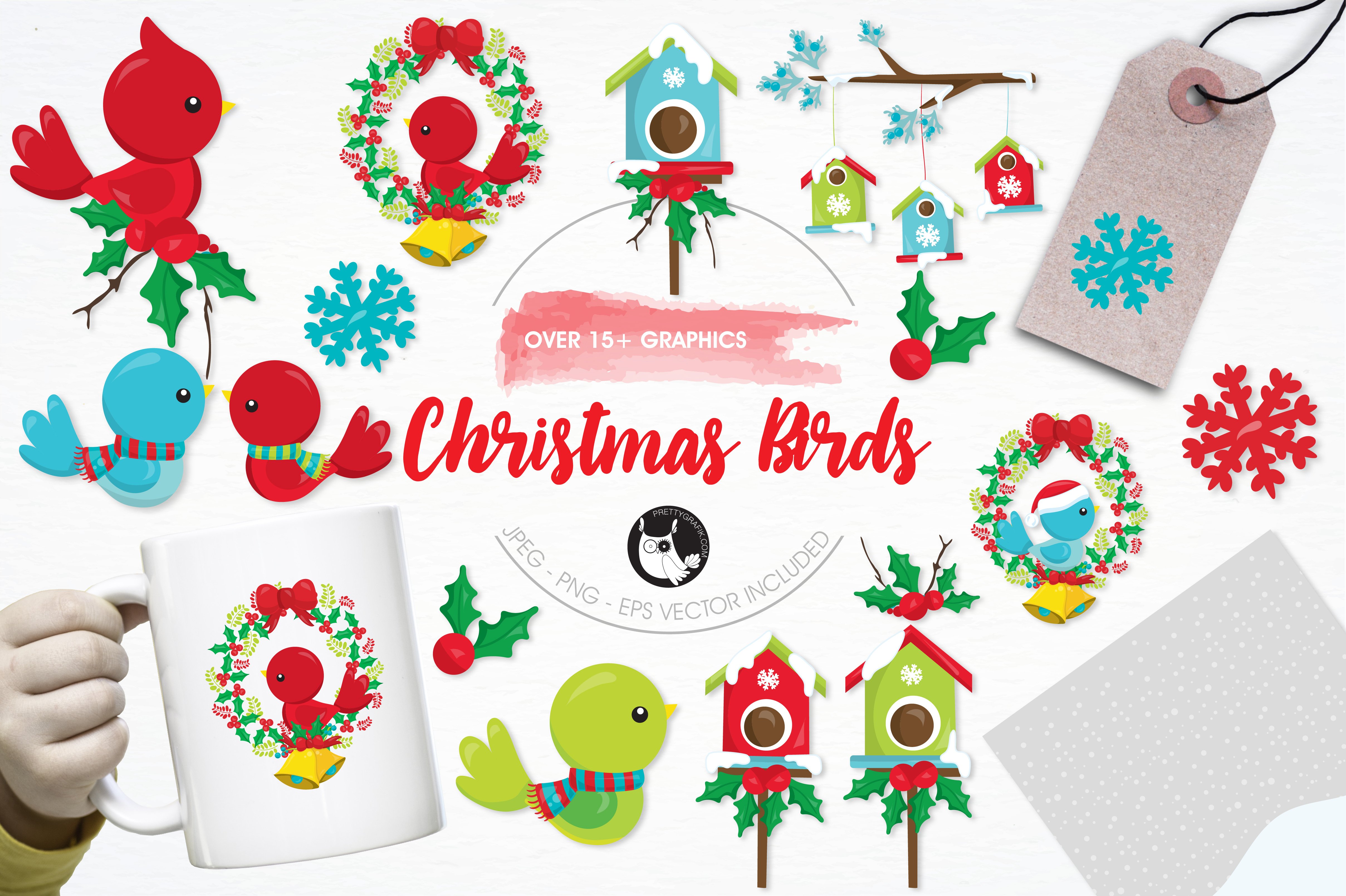 Christmas Birds Illustration Pack - Vector Image