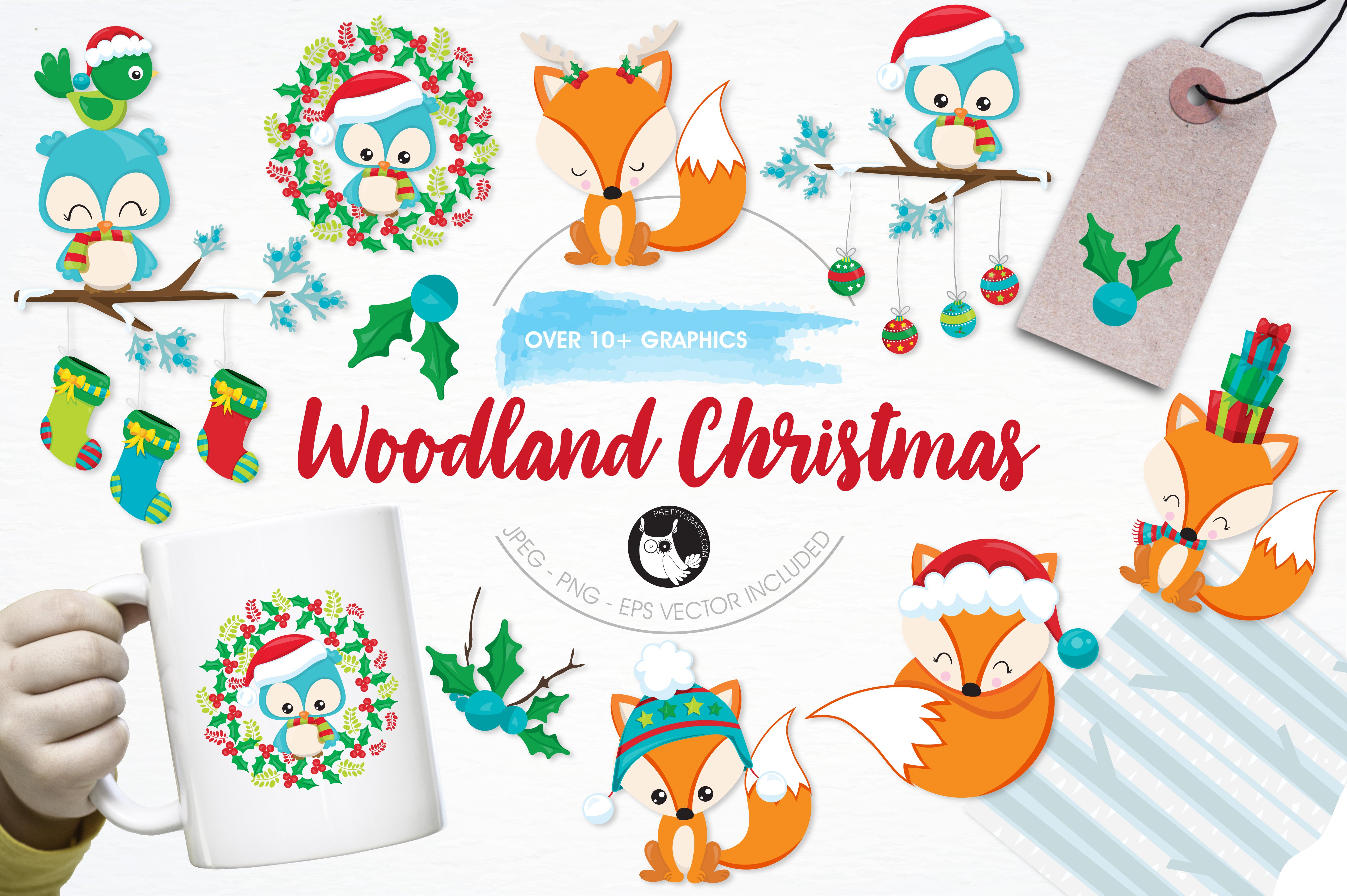 Woodland Christmas Illustration Pack - Vector Image