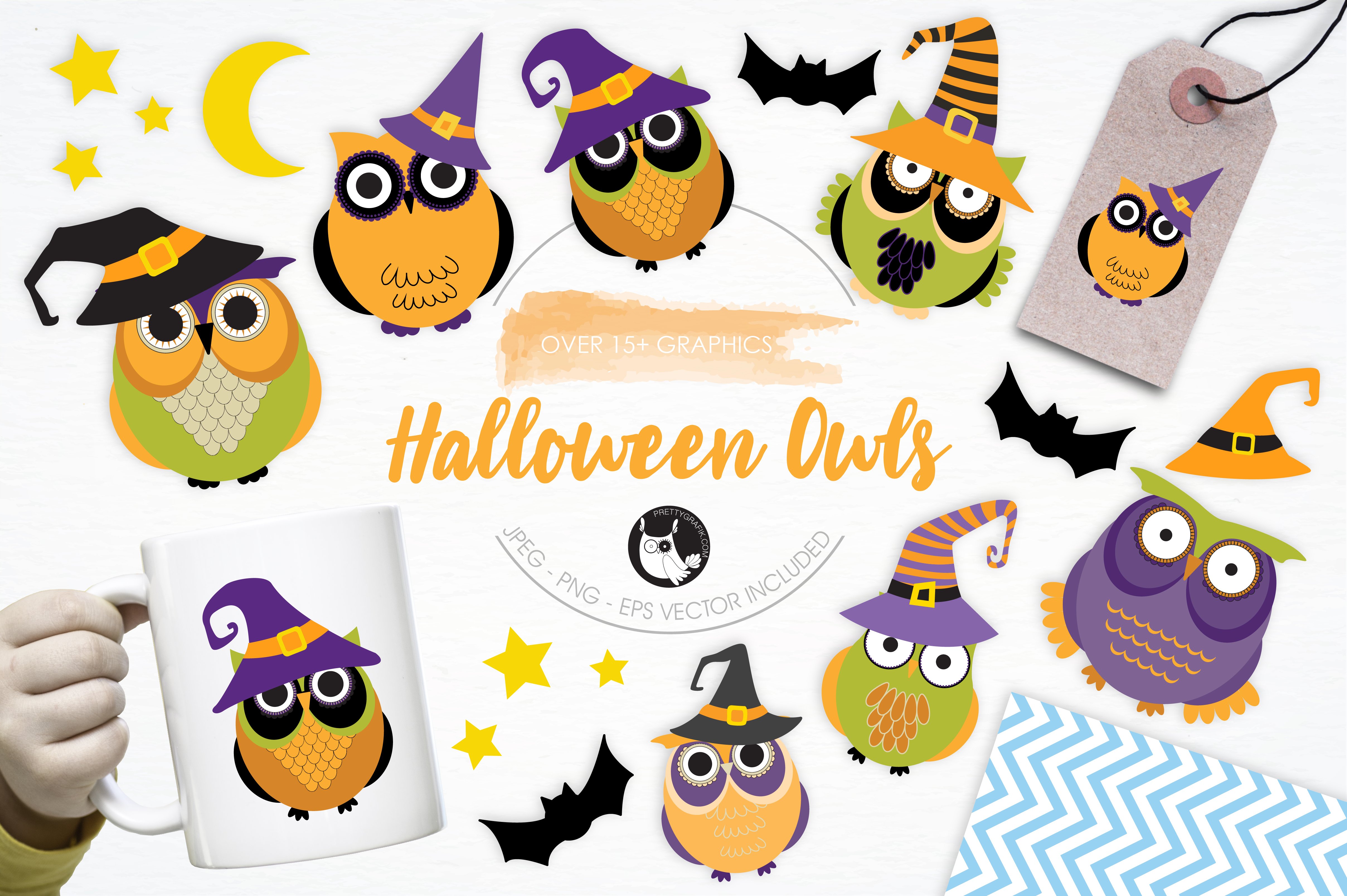 Halloween Owls Illustration Pack - Vector Image