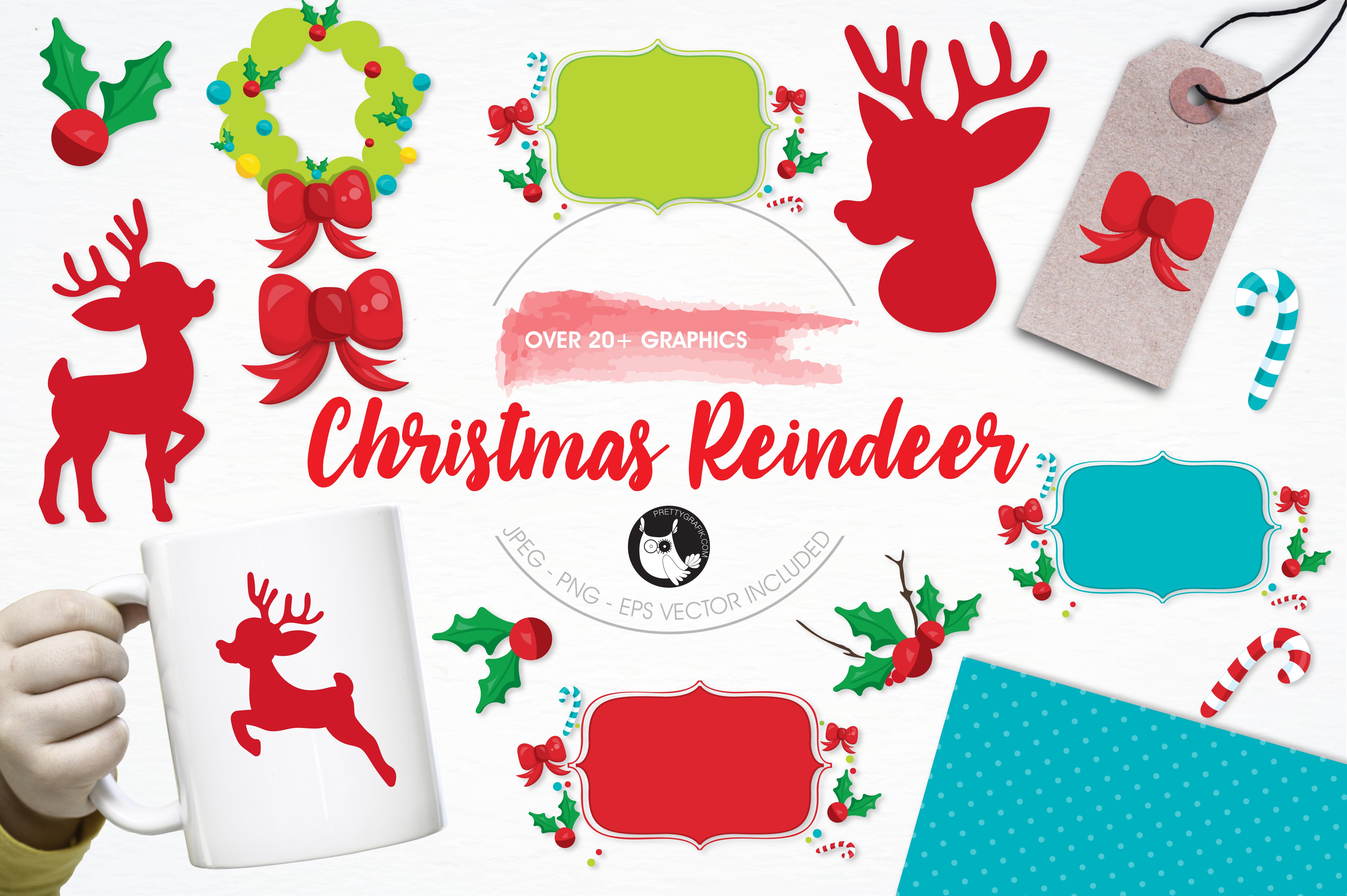 Christmas Reindeer Illustration Pack - Vector Image