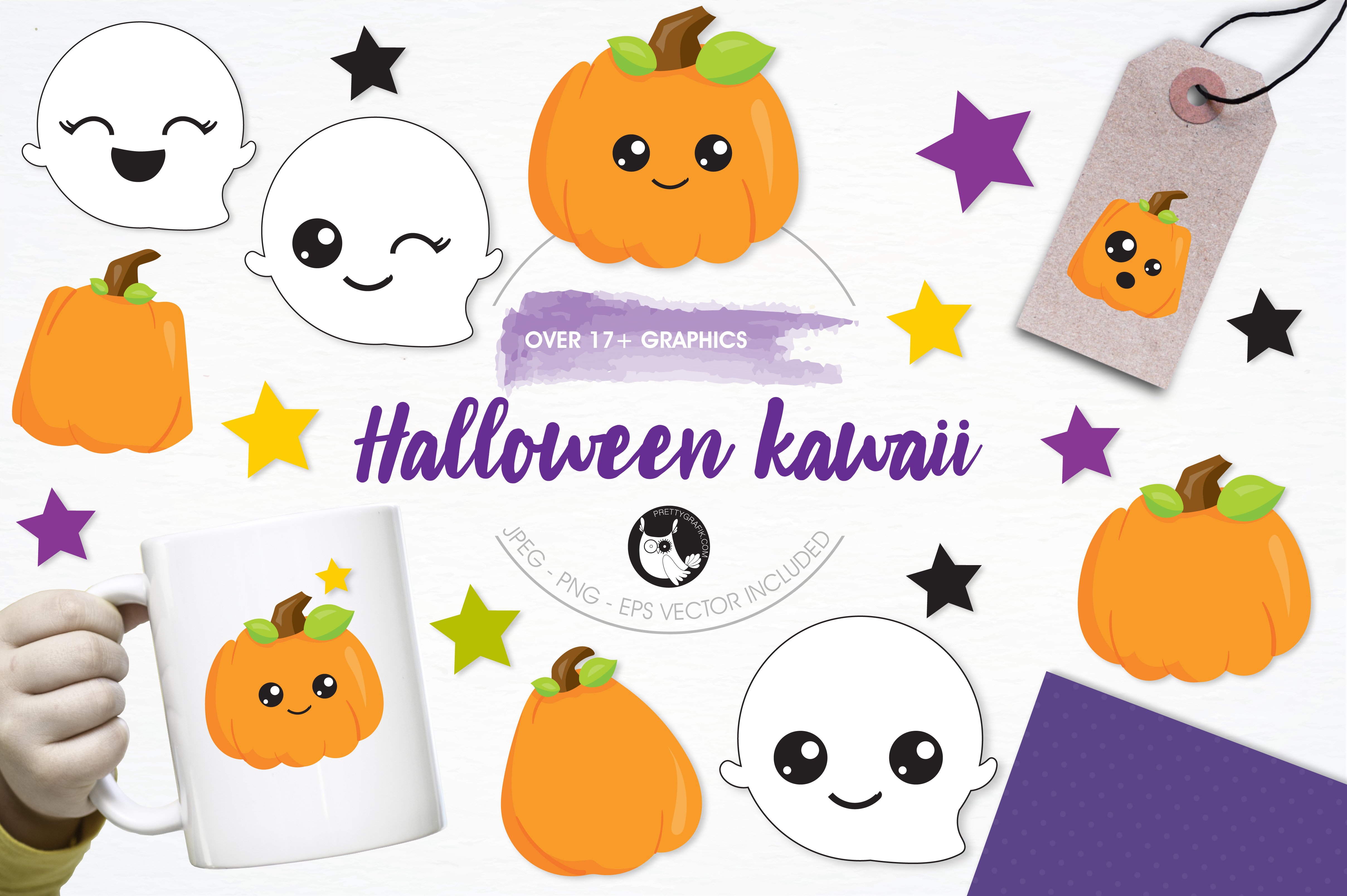 Halloween Kawaii Illustration Pack - Vector Image