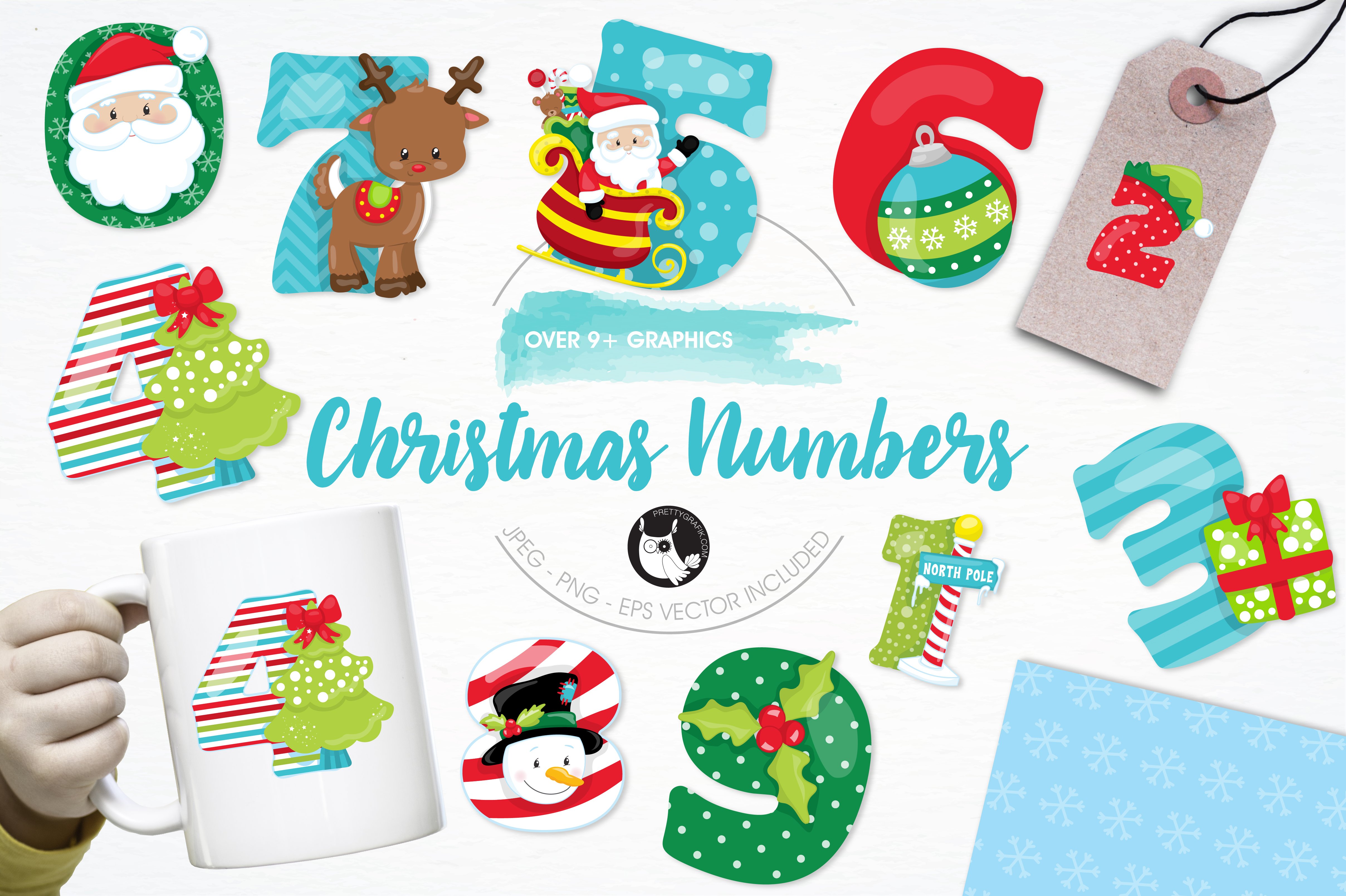 Christmas Numbers Illustration Pack - Vector Image