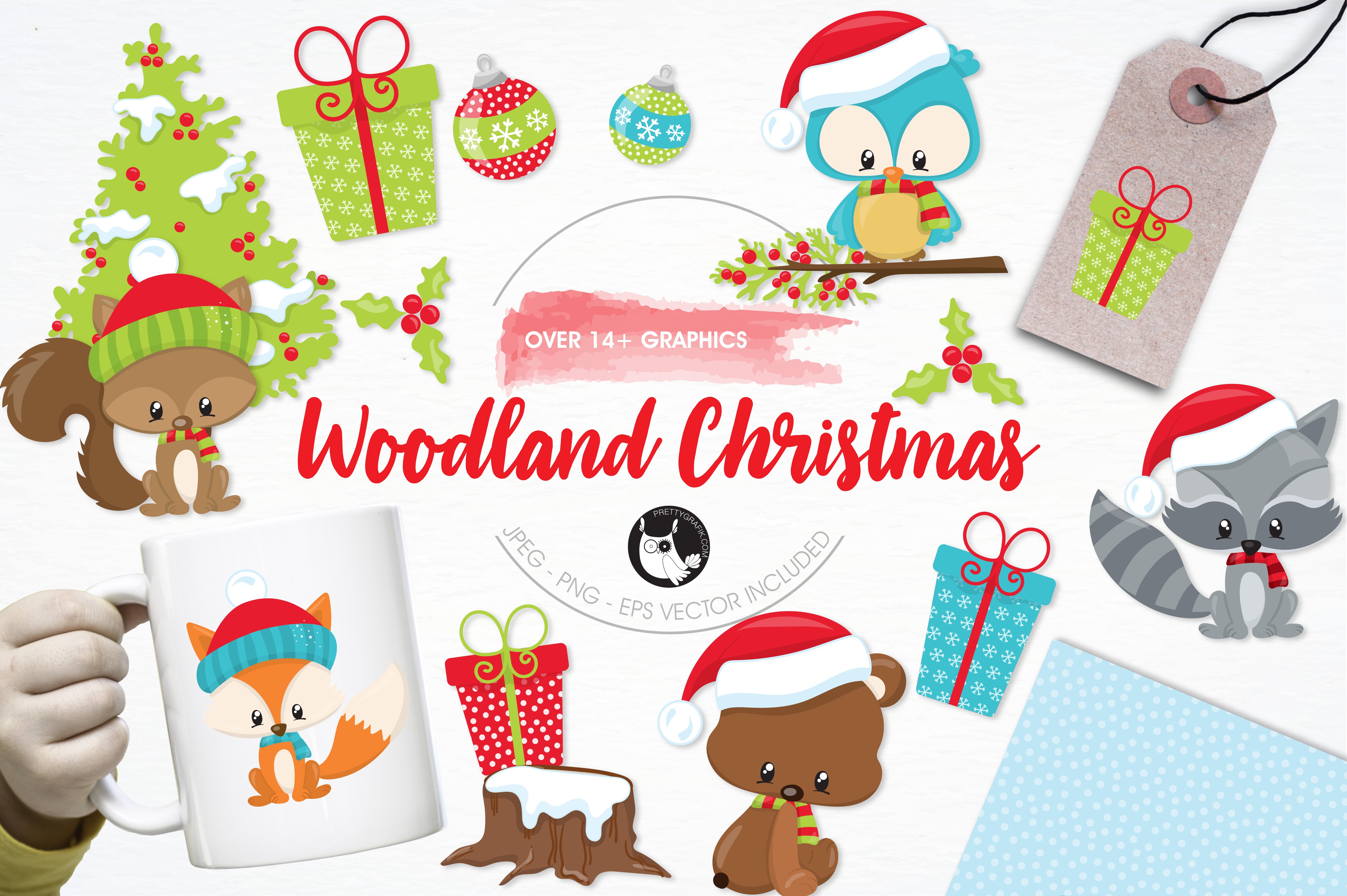 Woodland Christmas Illustration Pack - Vector Image